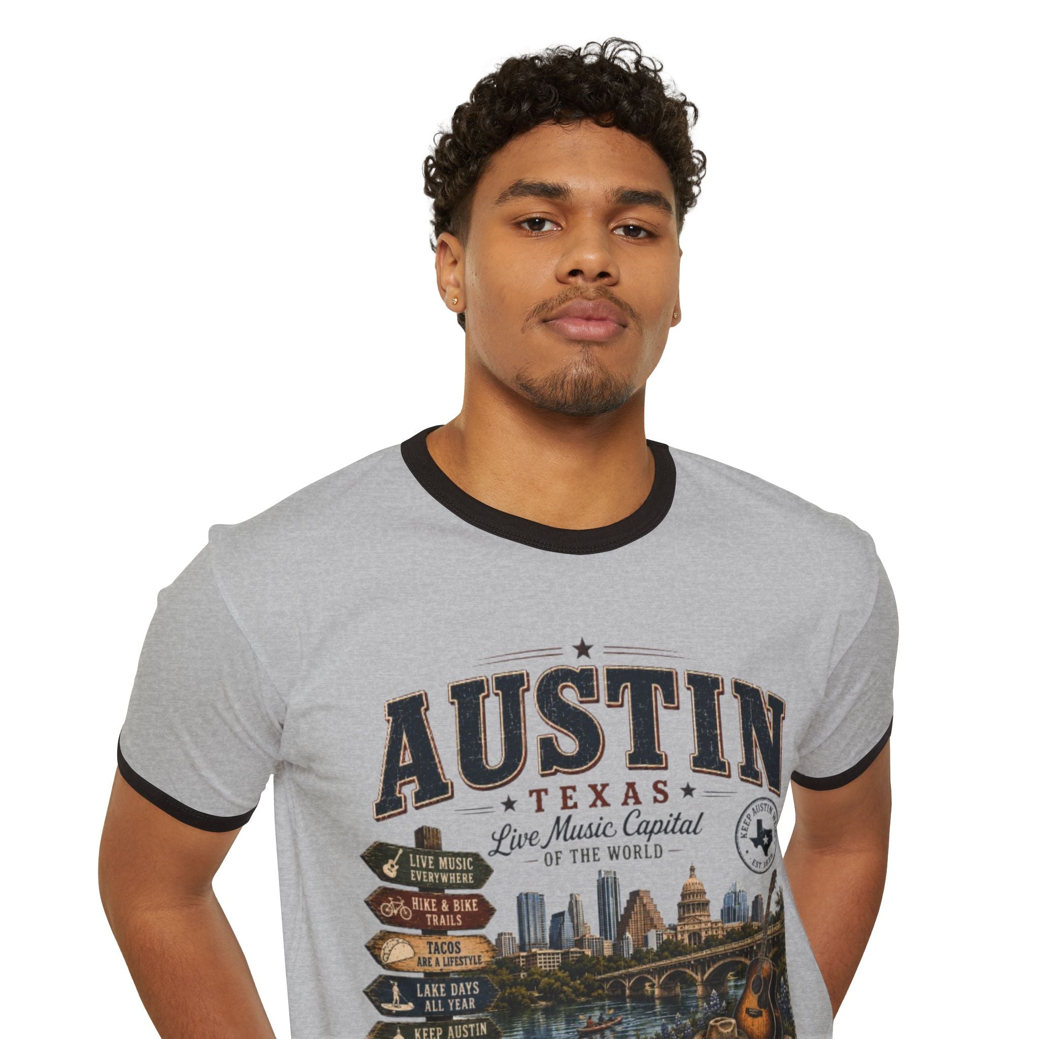 Austin, Texas Vintage Skyline Ringer T-Shirt