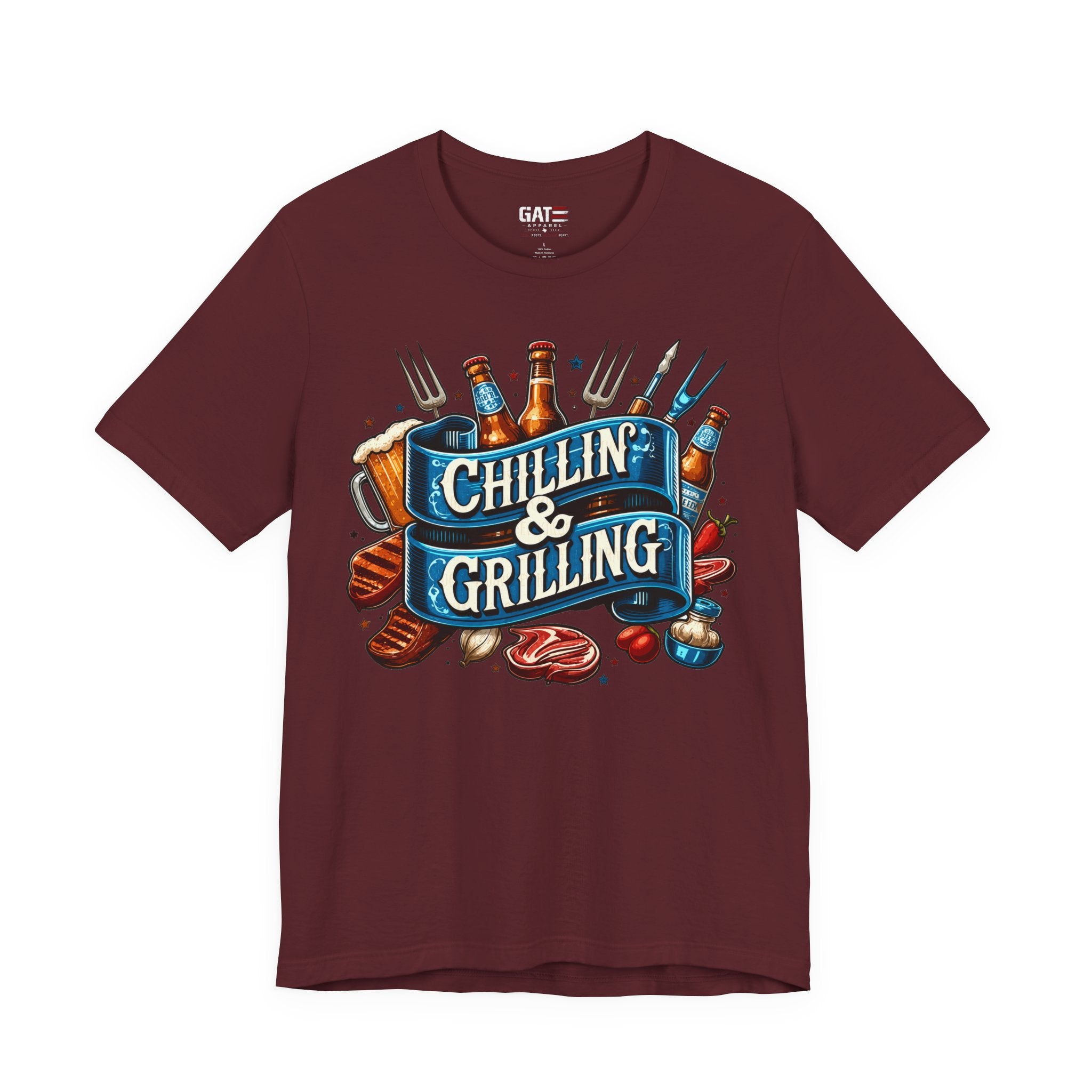 Chillin' & Grilling T-Shirt – BBQ Beer Grill Graphic Tee for Backyard Cookouts