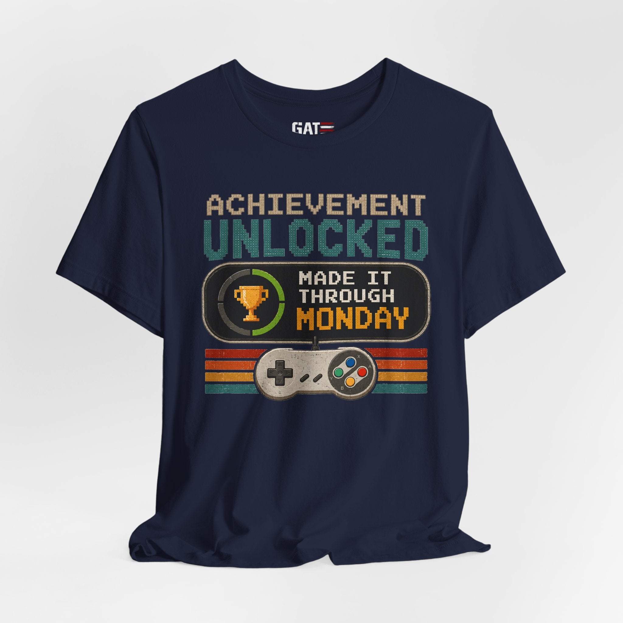 Retro Gaming Shirt, Funny Work Shirt, Made It Through Monday Tee, Gamer Gift for Men Women, Office Humor Shirt