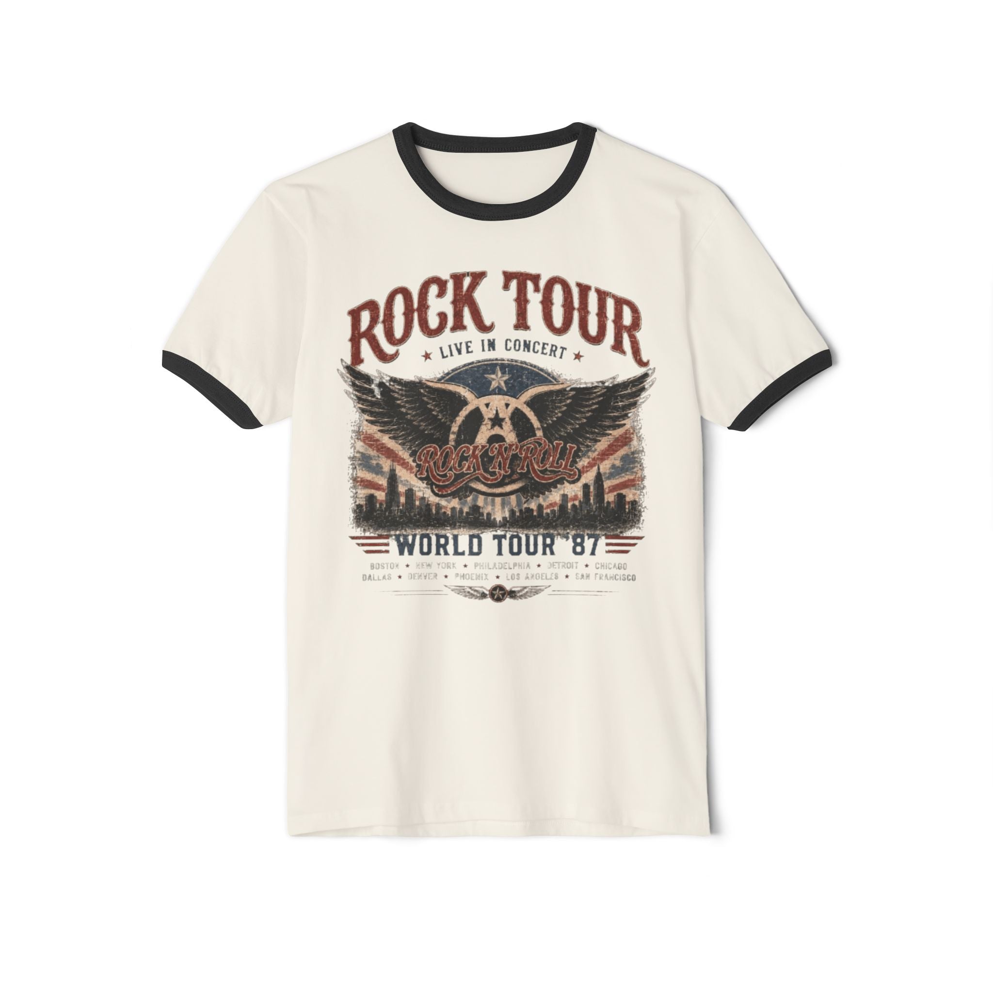 Aero Rock Tour Ringer T-Shirt — Vintage Eagle World Tour Tee