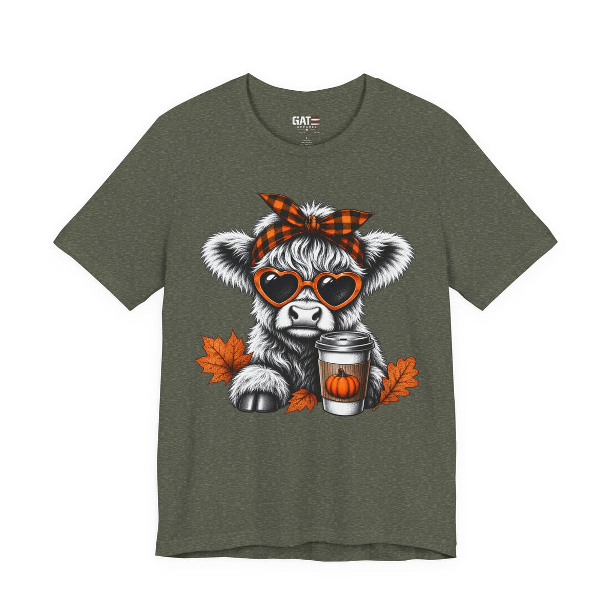 Cow autumn graphic T-shirt alternate mockup