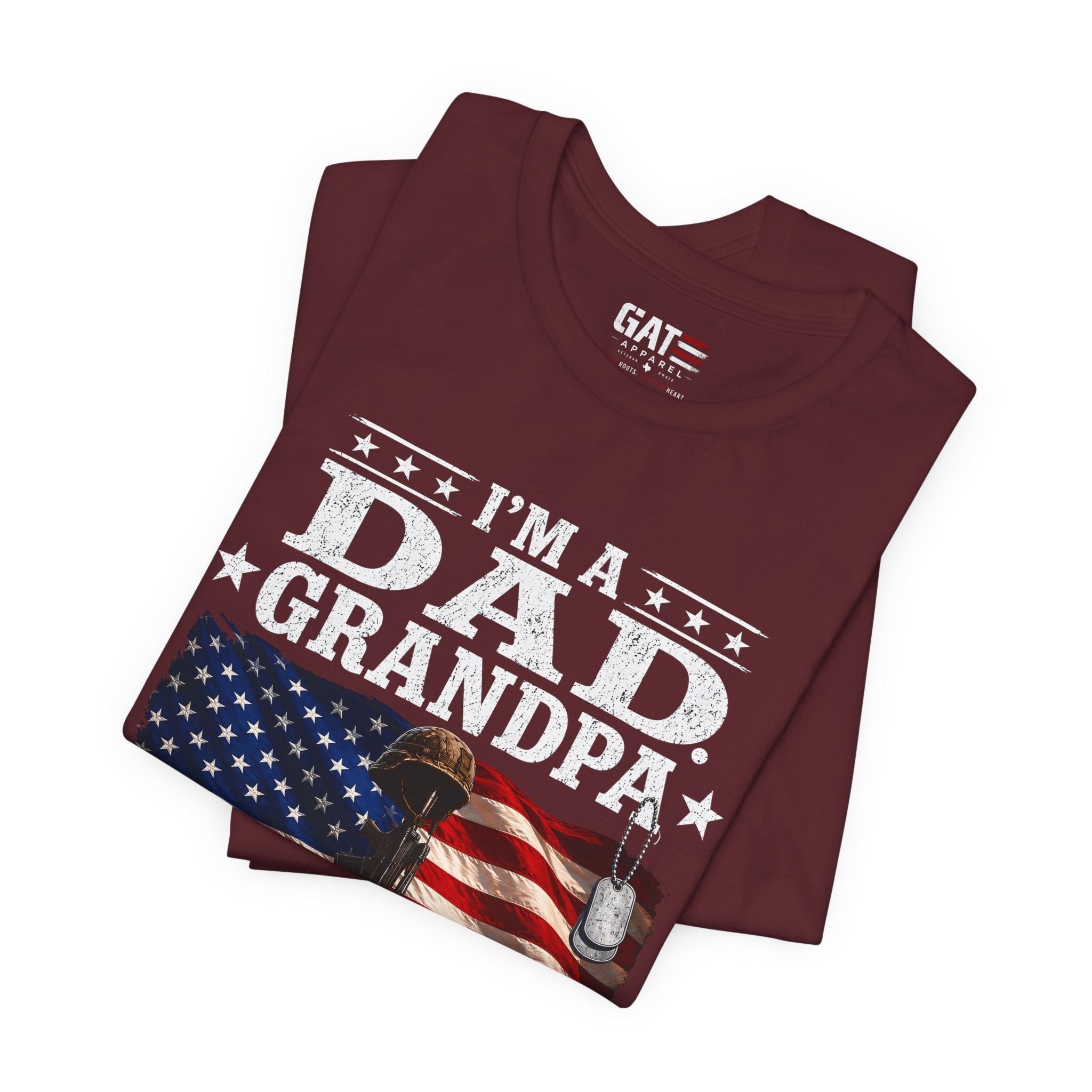 Veteran Grandpa Shirt, I'm A Dad Grandpa And A Veteran Tee, Military Father Gift, Patriotic USA Flag Shirt for Veterans