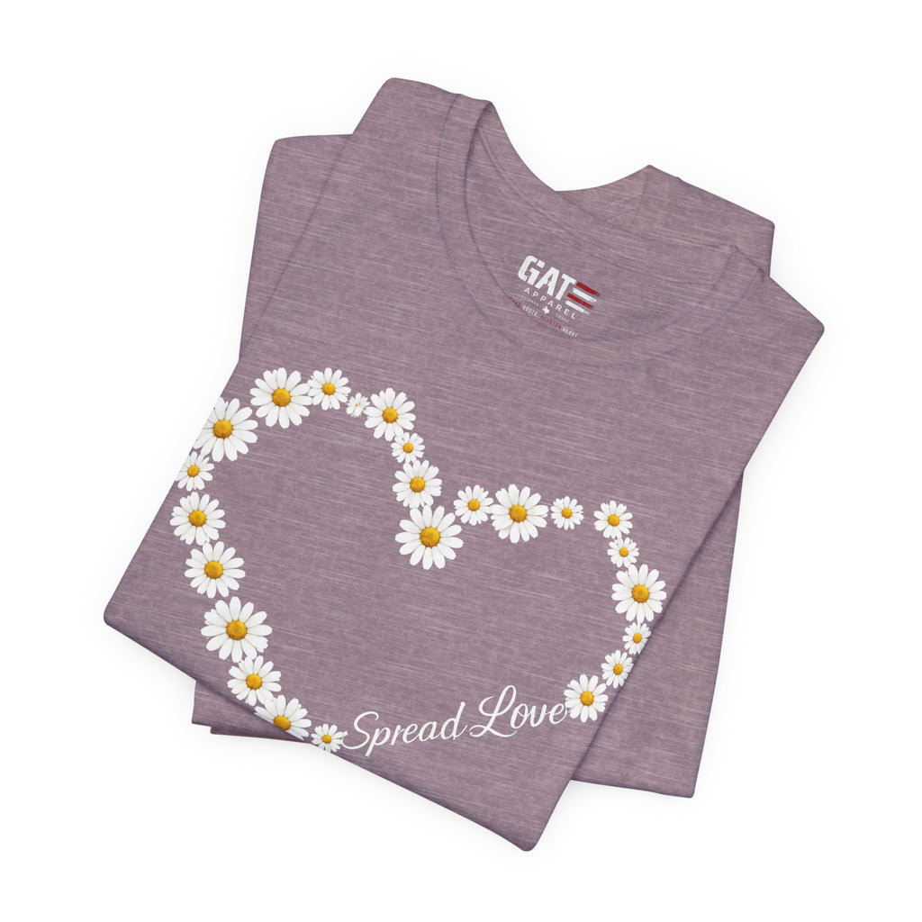 Daisy Heart Tee — "Spread Love" Floral Graphic T-Shirt