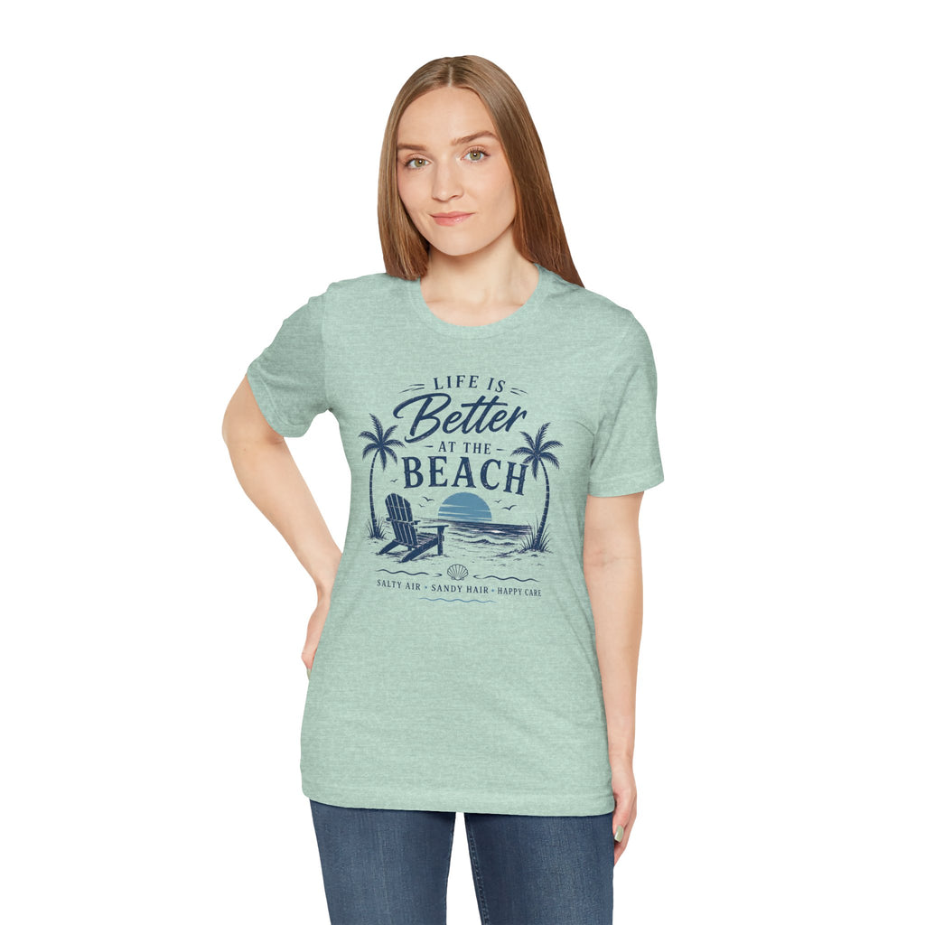 Life Is Better at the Beach T-Shirt — Vintage Coastal Palm Tee