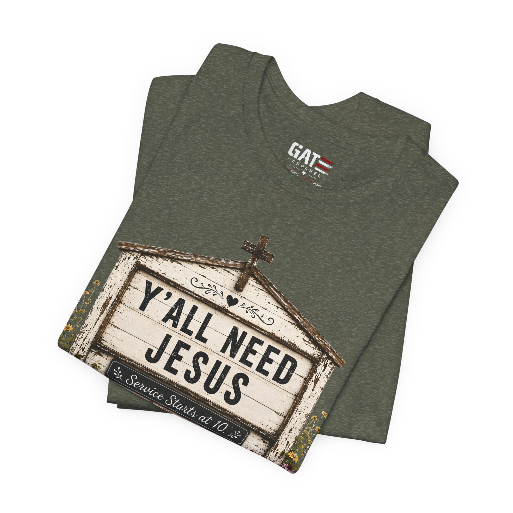 Y'all Need Jesus, Christian Shirt for Women, Rustic Faith Graphic Tee, Country Western Shirt, Farmhouse Christian Gift, Cowgirl Church Tee