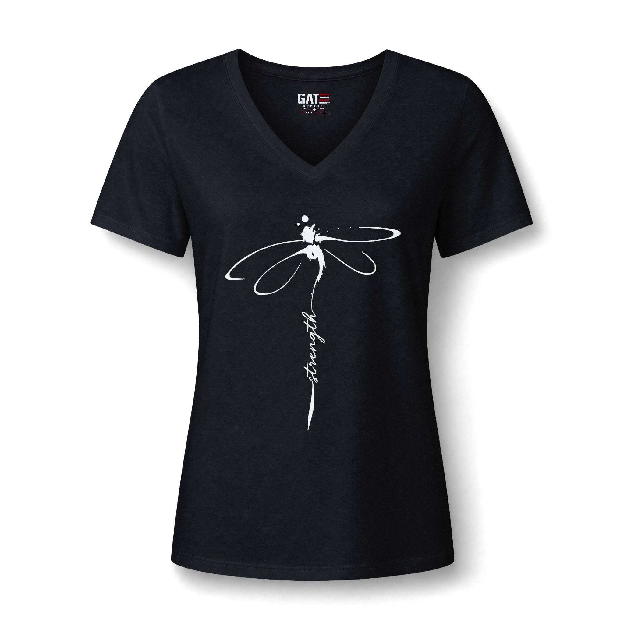 Women's Dragonfly Yoga V-Neck Tee — Serene Floral Meditation Top