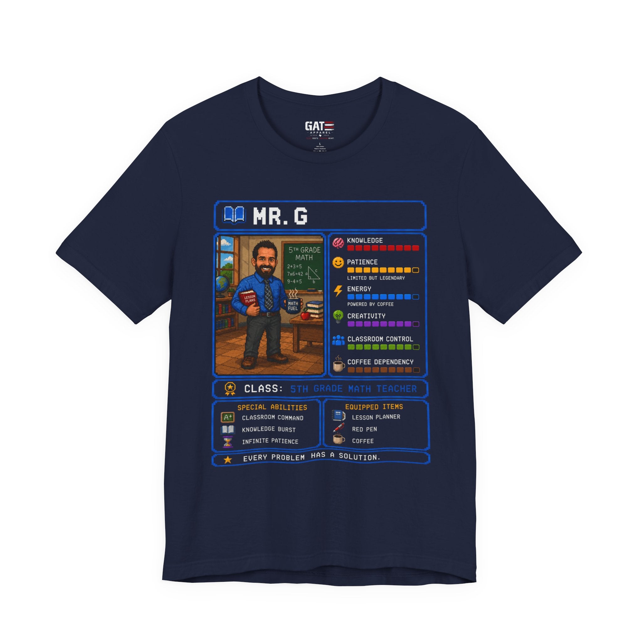 Custom Math Teacher RPG Character Shirt | Personalized Teacher Gift