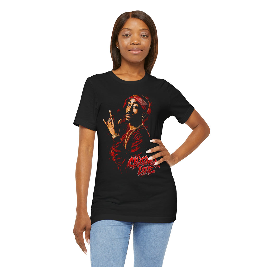 Graphic Tee — Red Bandana Rap Portrait with “California Love” Text