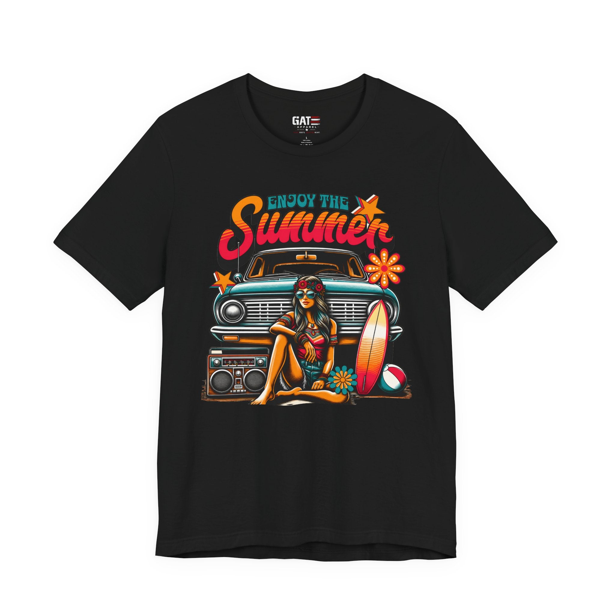 Enjoy The Summer Shirt, Retro Beach Tee, Vintage Surf Shirt, Hippie Summer T Shirt, Boho Vacation Shirt, Groovy Summer Graphic Tee