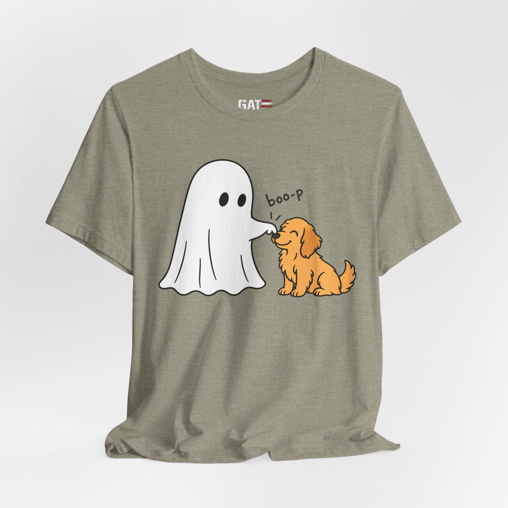 Halloween Ghost & Golden Retriever — "boo-p" Cute Dog Halloween T-Shirt