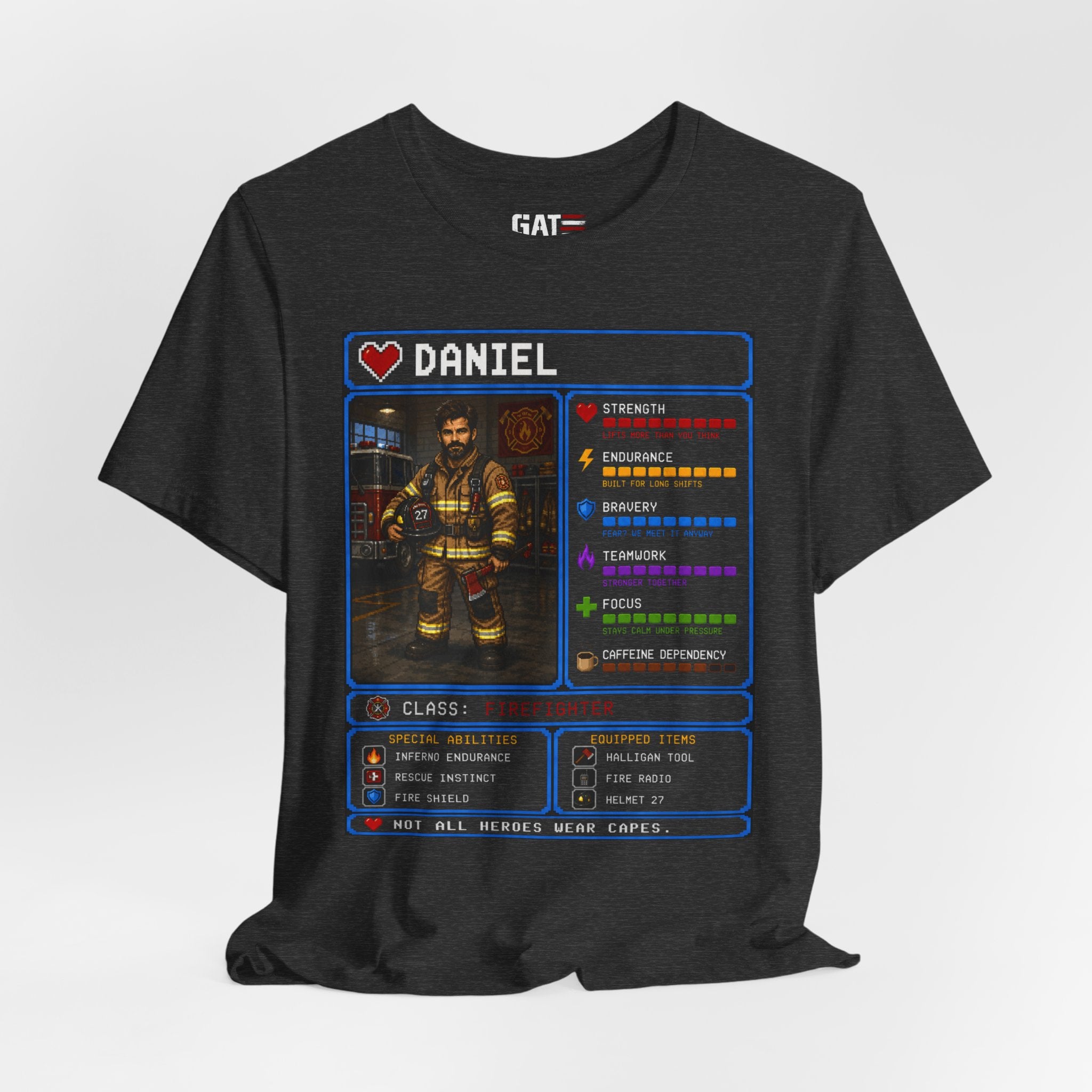 Custom Firefighter RPG Character Shirt | Personalized Firefighter Gift