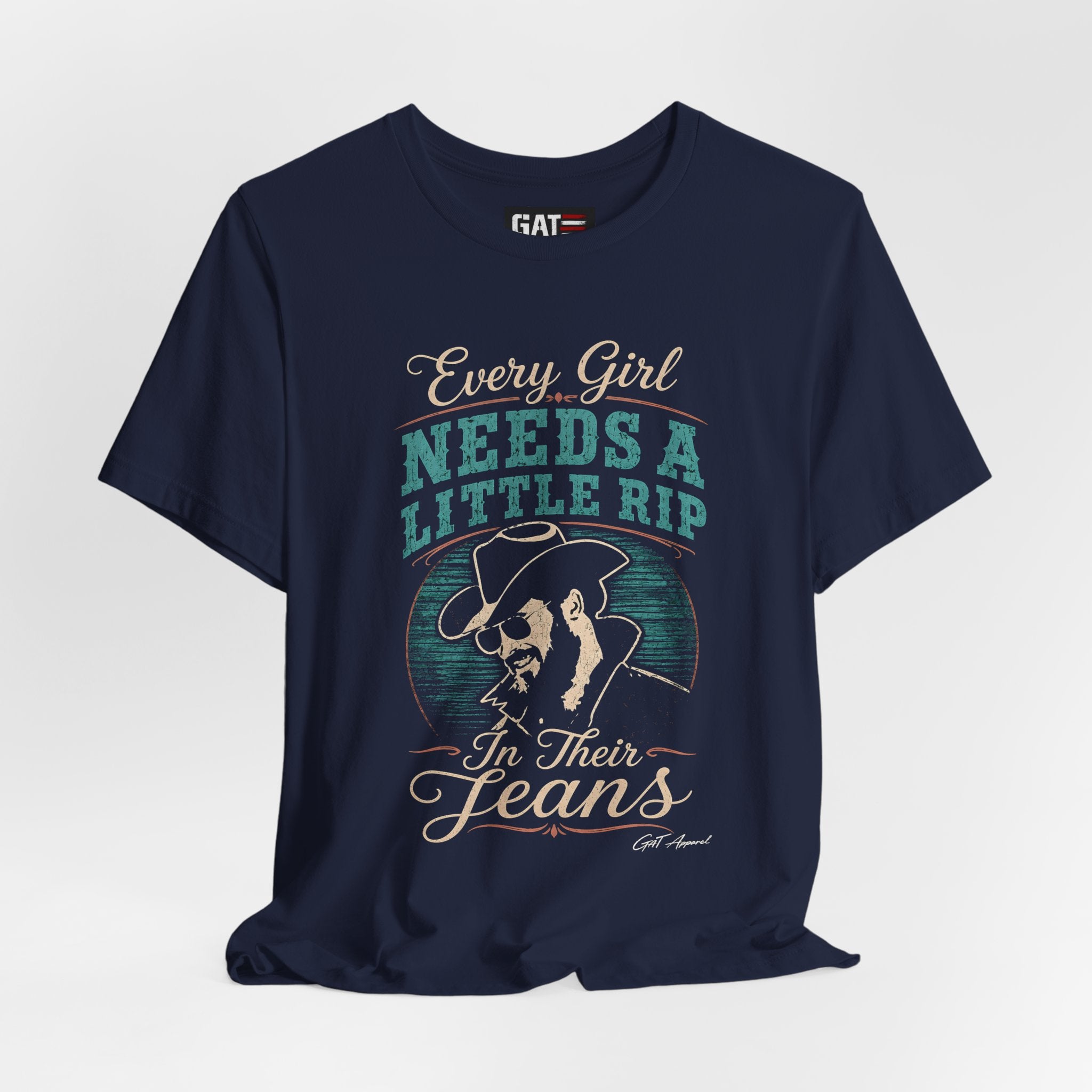 Every Girl Needs A Little Rip In Their Jeans Blue Text Shirt |Dutton Ranch | Yellowstone Inspired Shirt