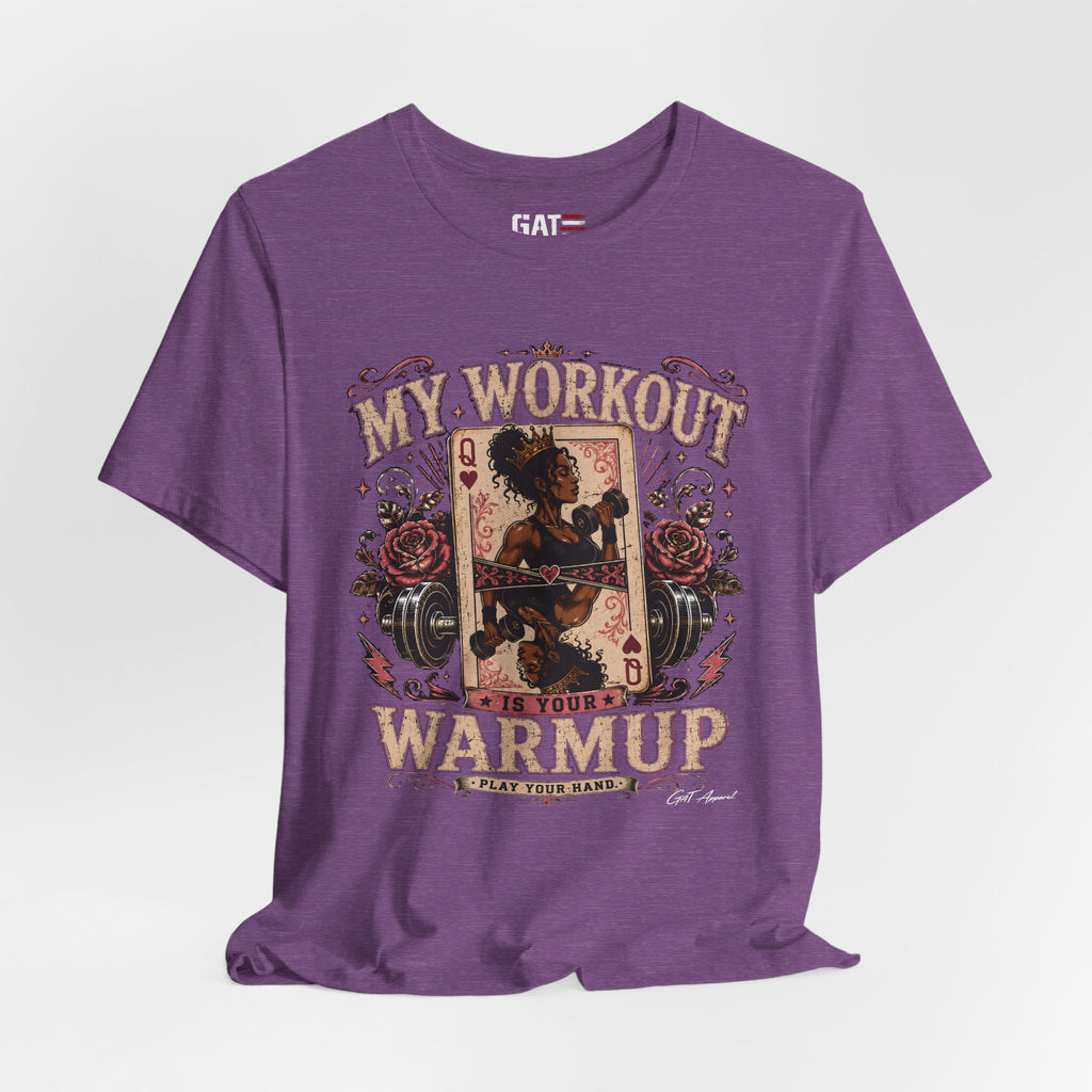 My Workout Is Your Warmup Shirt, Retro Gym Shirt for Women, Queen of Hearts Fitness Tee, Weightlifting Gift