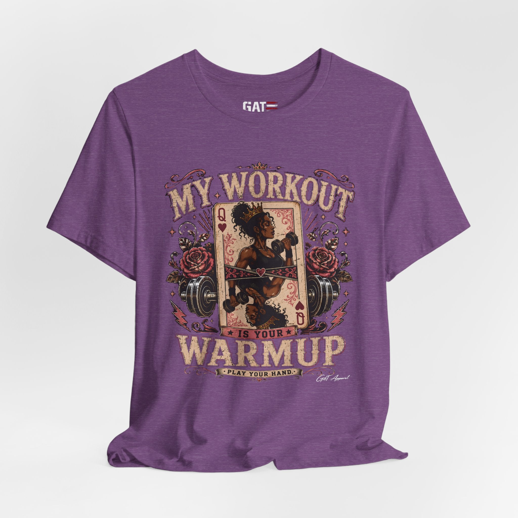 My Workout Is Your Warmup Shirt, Retro Gym Shirt for Women, Queen of Hearts Fitness Tee, Weightlifting Gift