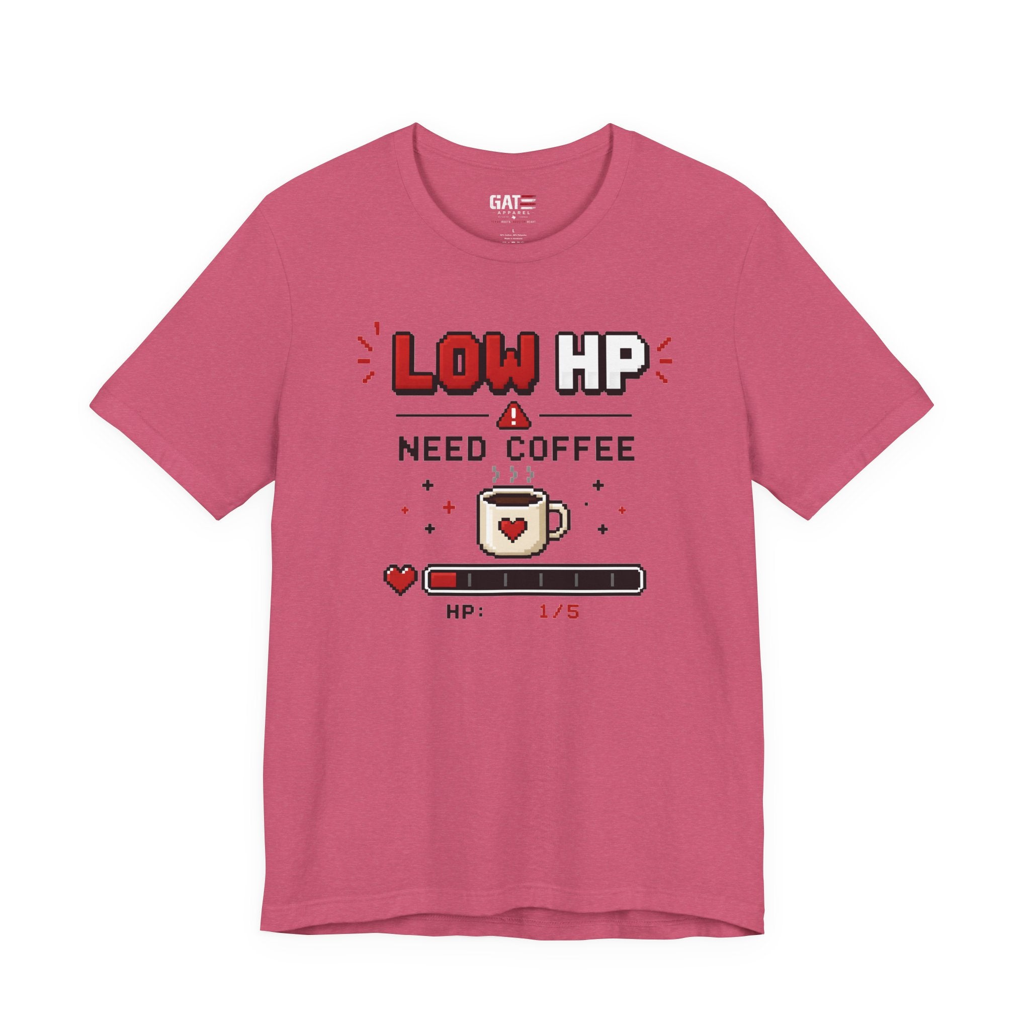 Funny Coffee Lover Shirt, Gamer Coffee Tee, Retro Pixel Art Shirt, Caffeine Addict Gift, Gaming T-Shirt