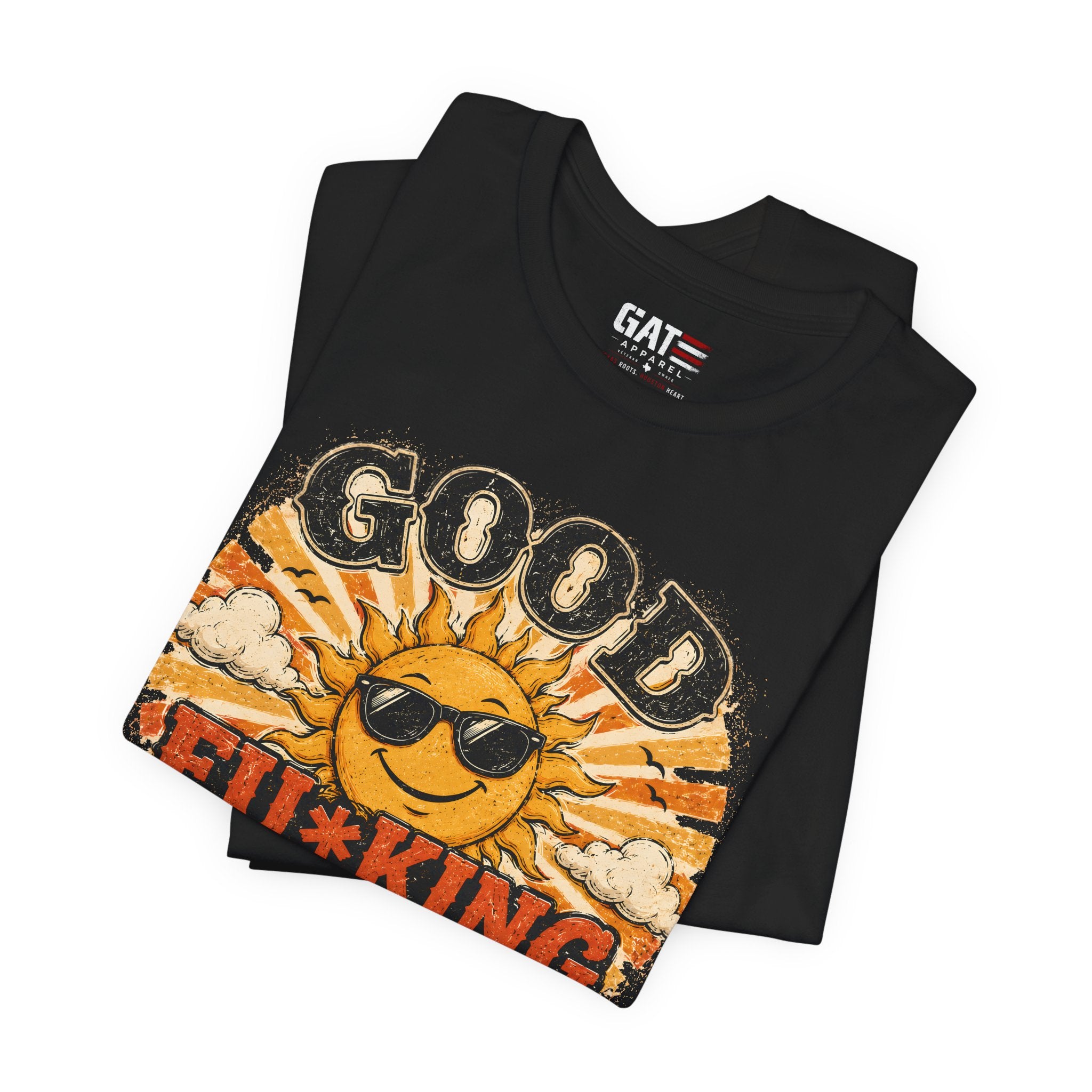 Good Fu*king Morning Shirt, Funny Sarcastic T Shirt, Retro Sunrise Tee, Coffee Lover Gift, Morning Person Humor Tee