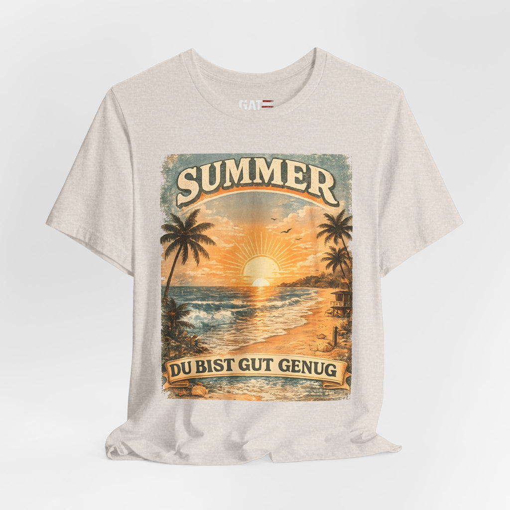 Du Bist Gut Genug Shirt, You Are Enough Tee, Summer Beach Sunset Graphic Shirt, German Quote Retro Aesthetic Tee