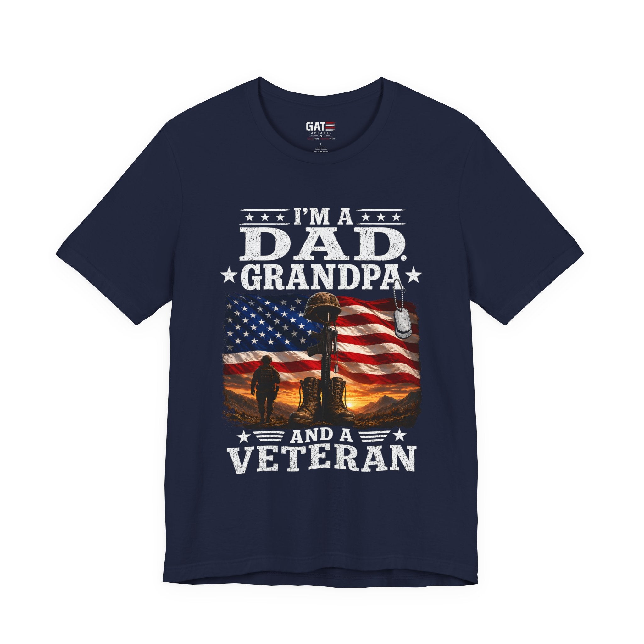 Veteran Grandpa Shirt, I'm A Dad Grandpa And A Veteran Tee, Military Father Gift, Patriotic USA Flag Shirt for Veterans