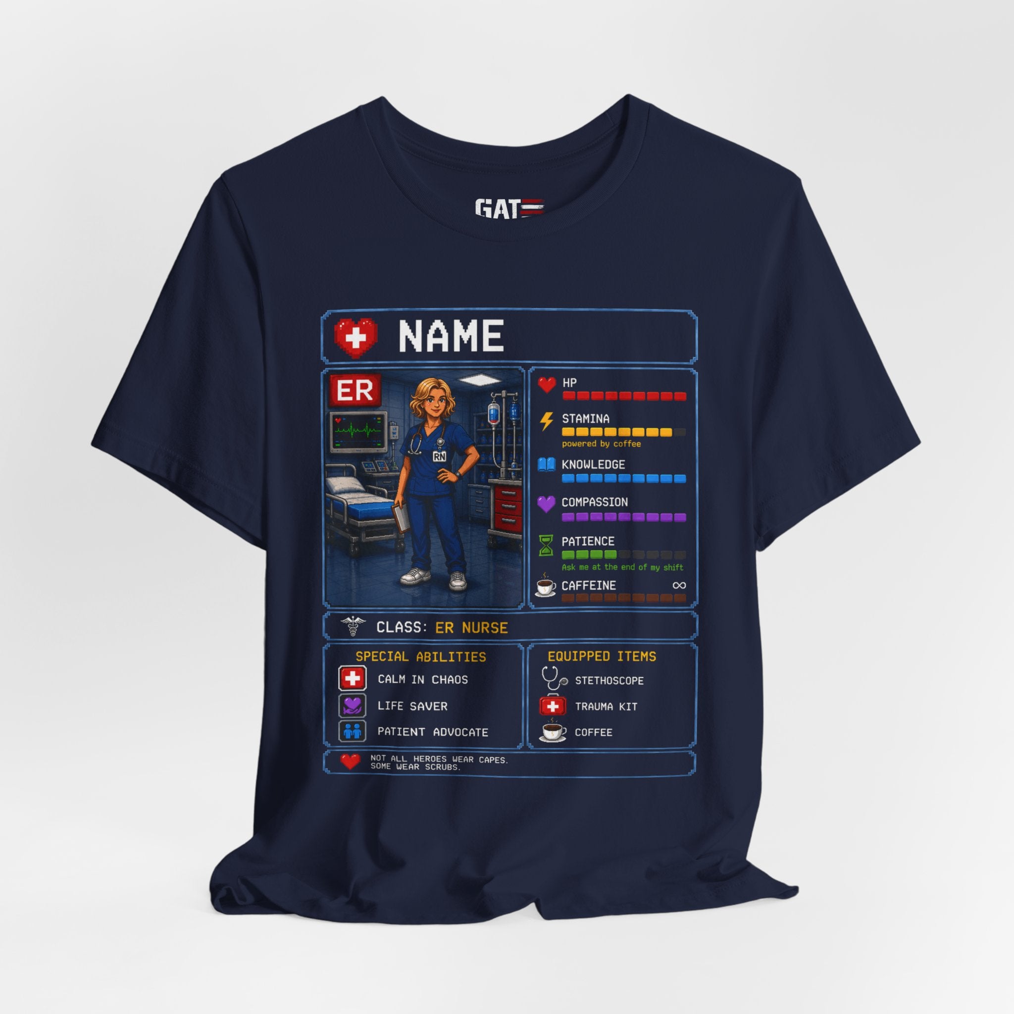 Custom ER Nurse RPG Character Shirt | Personalized Nurse Gift