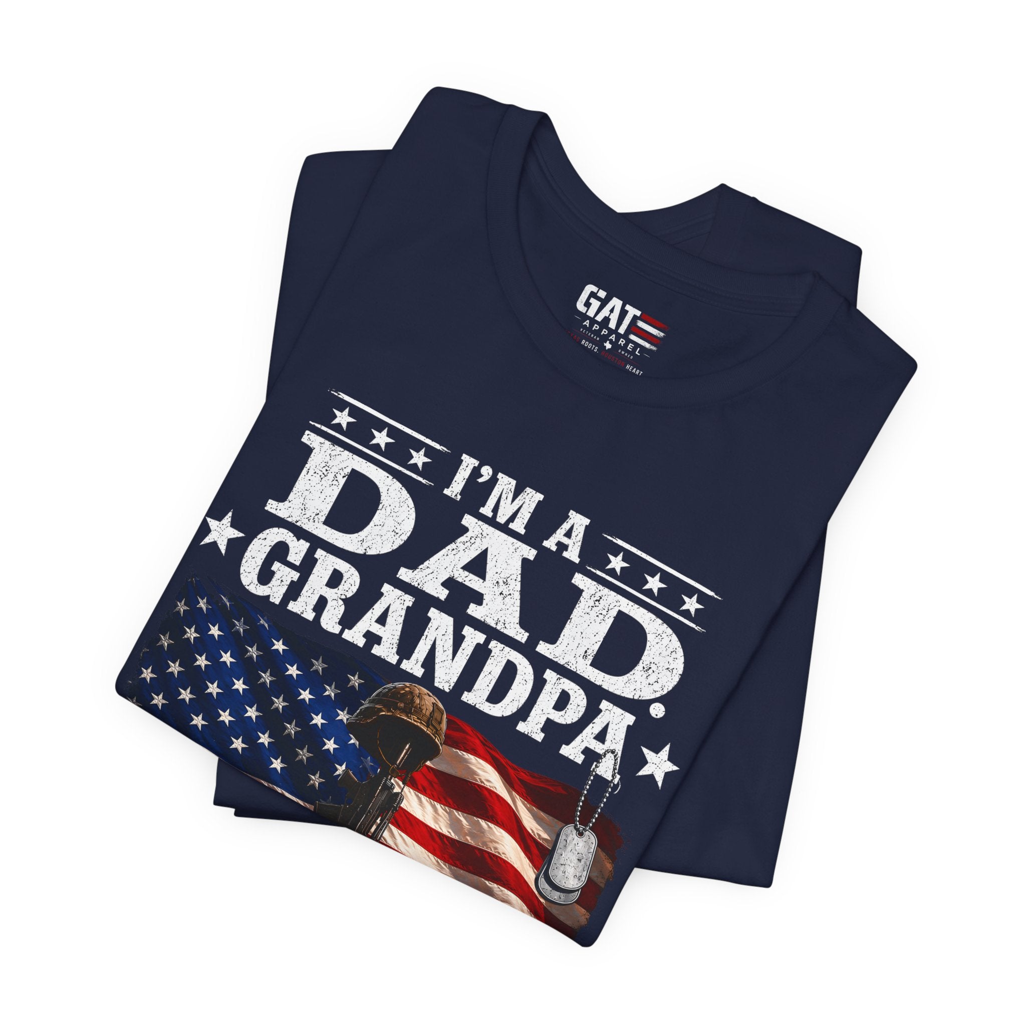 Veteran Grandpa Shirt, I'm A Dad Grandpa And A Veteran Tee, Military Father Gift, Patriotic USA Flag Shirt for Veterans