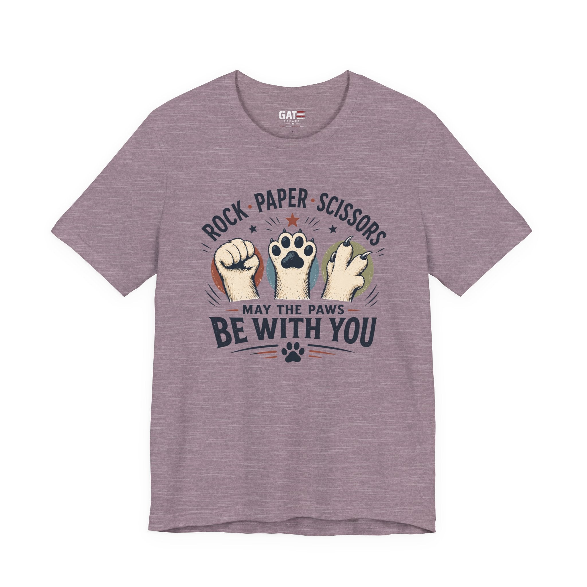 Rock Paper Scissors Cat Shirt, May The Paws Be With You Tee, Funny Cat Lover Gift, Cute Pet Paw Graphic Tee, Cat Mom Dad Shirt