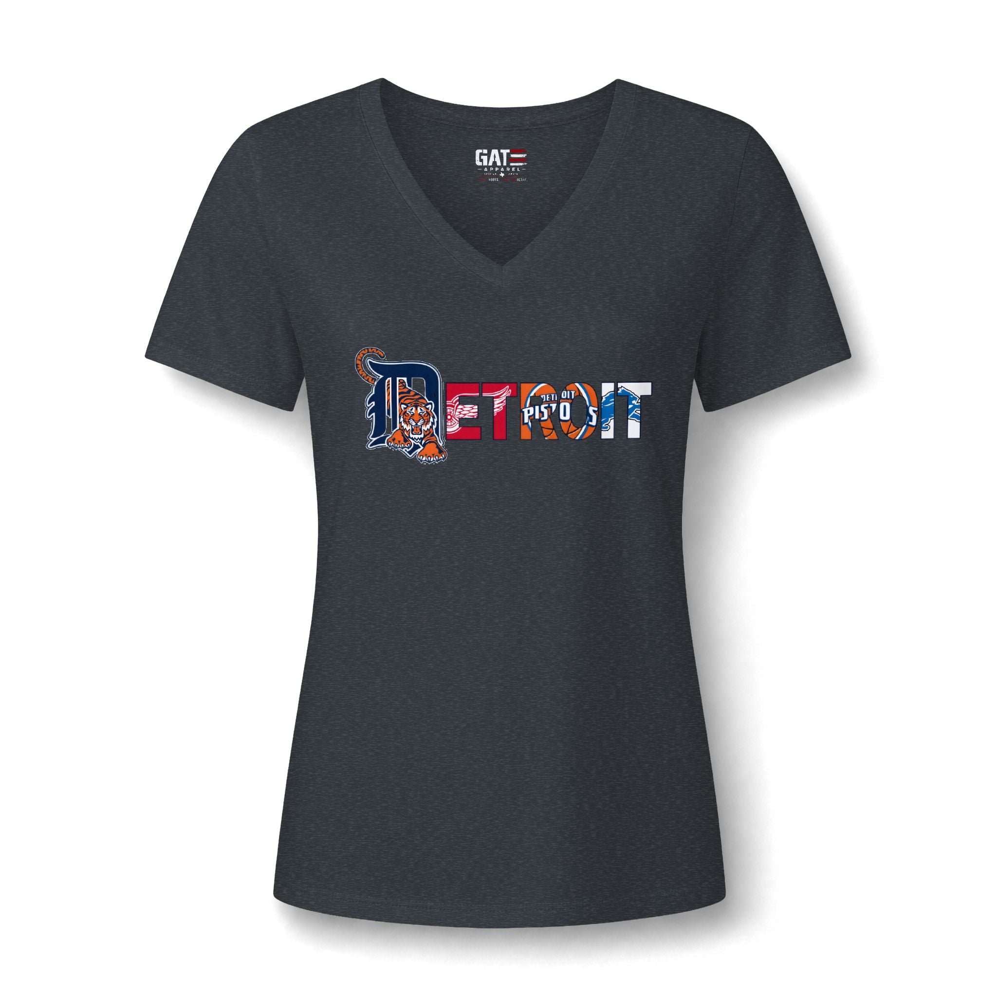 Detroit Sports Team Script V-Neck Tee