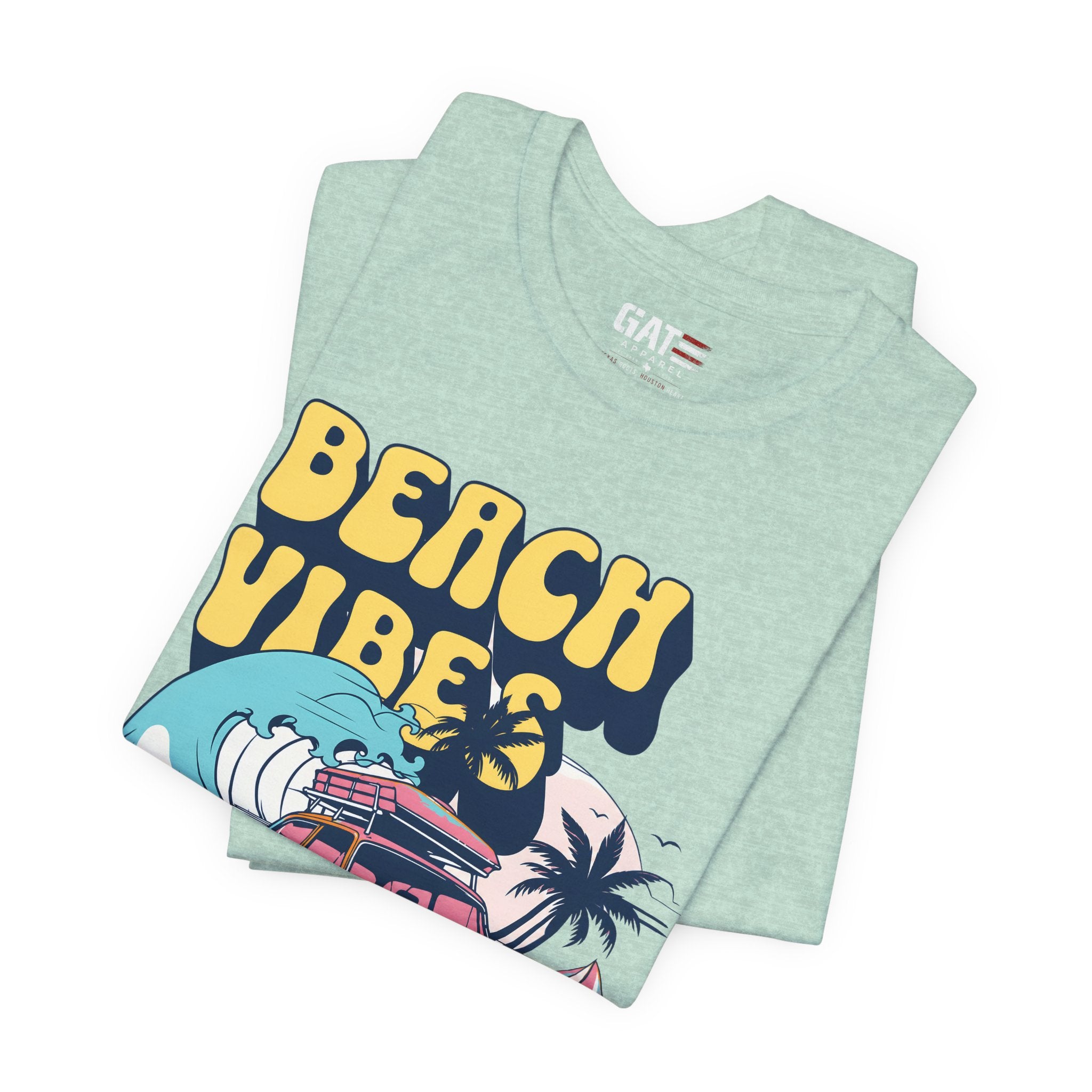 Beach Vibes Shirt, Retro Beach Tee, Vintage Summer Shirt, Coastal Vacation T Shirt, Surf Car Graphic Tee, Groovy Beach Lover Gift