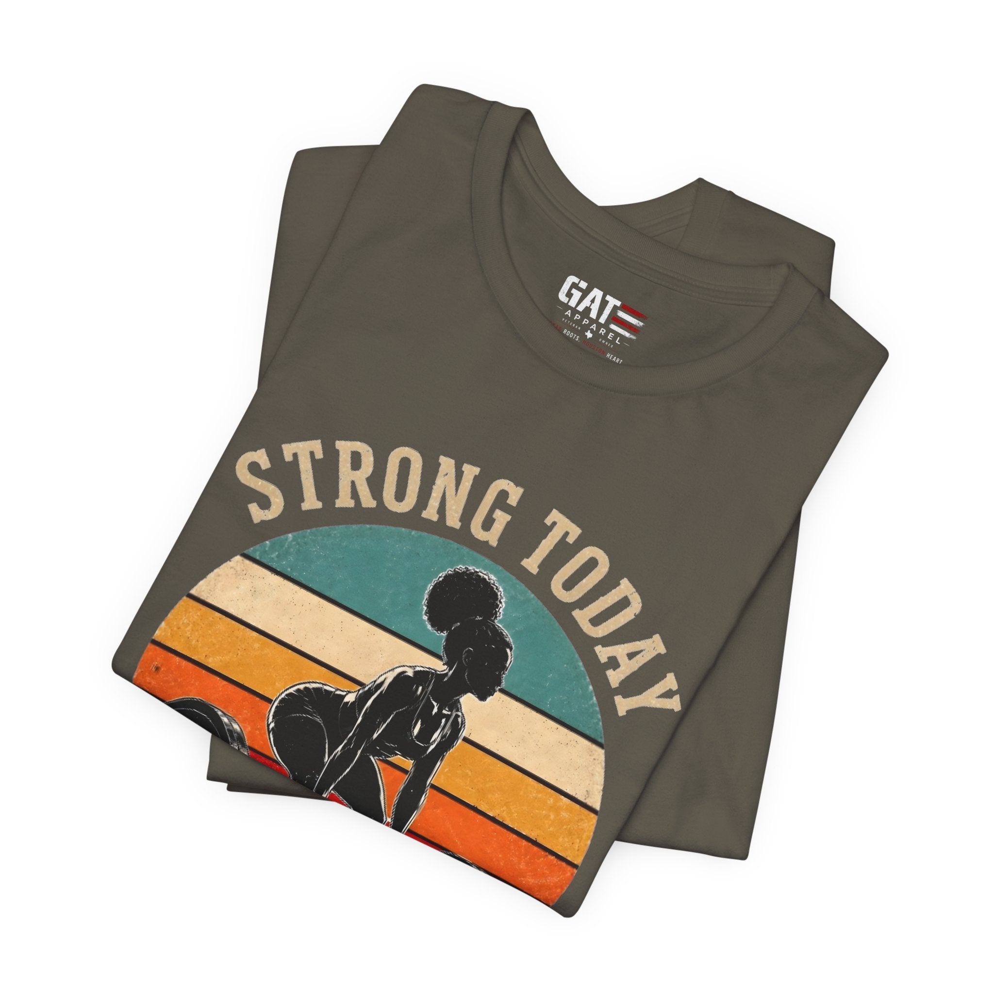 Strong Today Stronger Tomorrow Shirt, Women's Gym Shirt, Retro Weightlifting Tee, Fitness Gift for Women