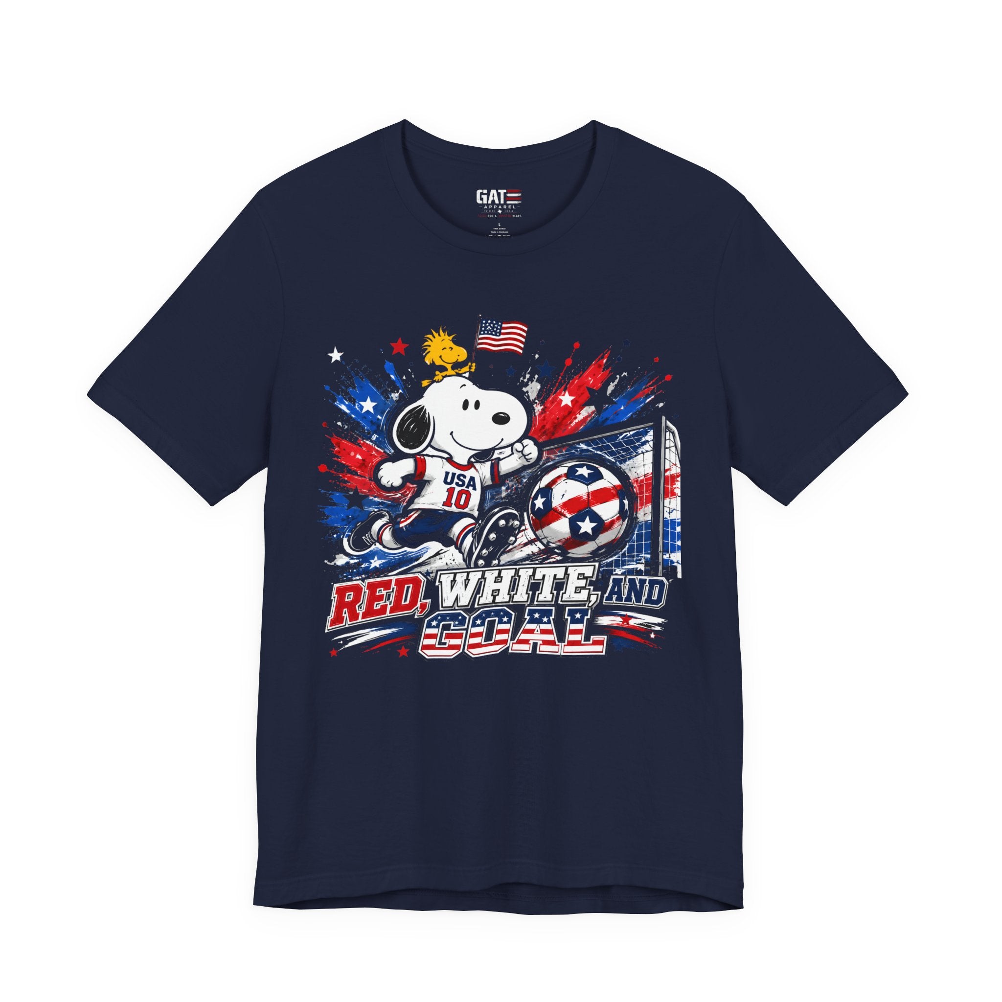 USA Soccer Snoopy Shirt, Red White and Goal Tee, Patriotic Soccer Fan Shirt, Fourth of July Soccer Graphic Tee