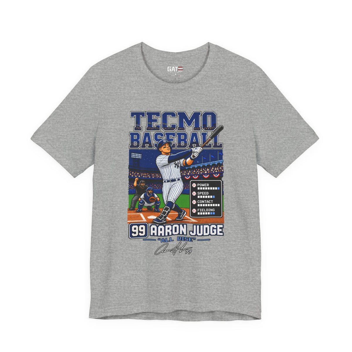 New York Yankees – Aaron Judge – Tecmo Baseball Tee — Retro Video Game Baseball T-Shirt