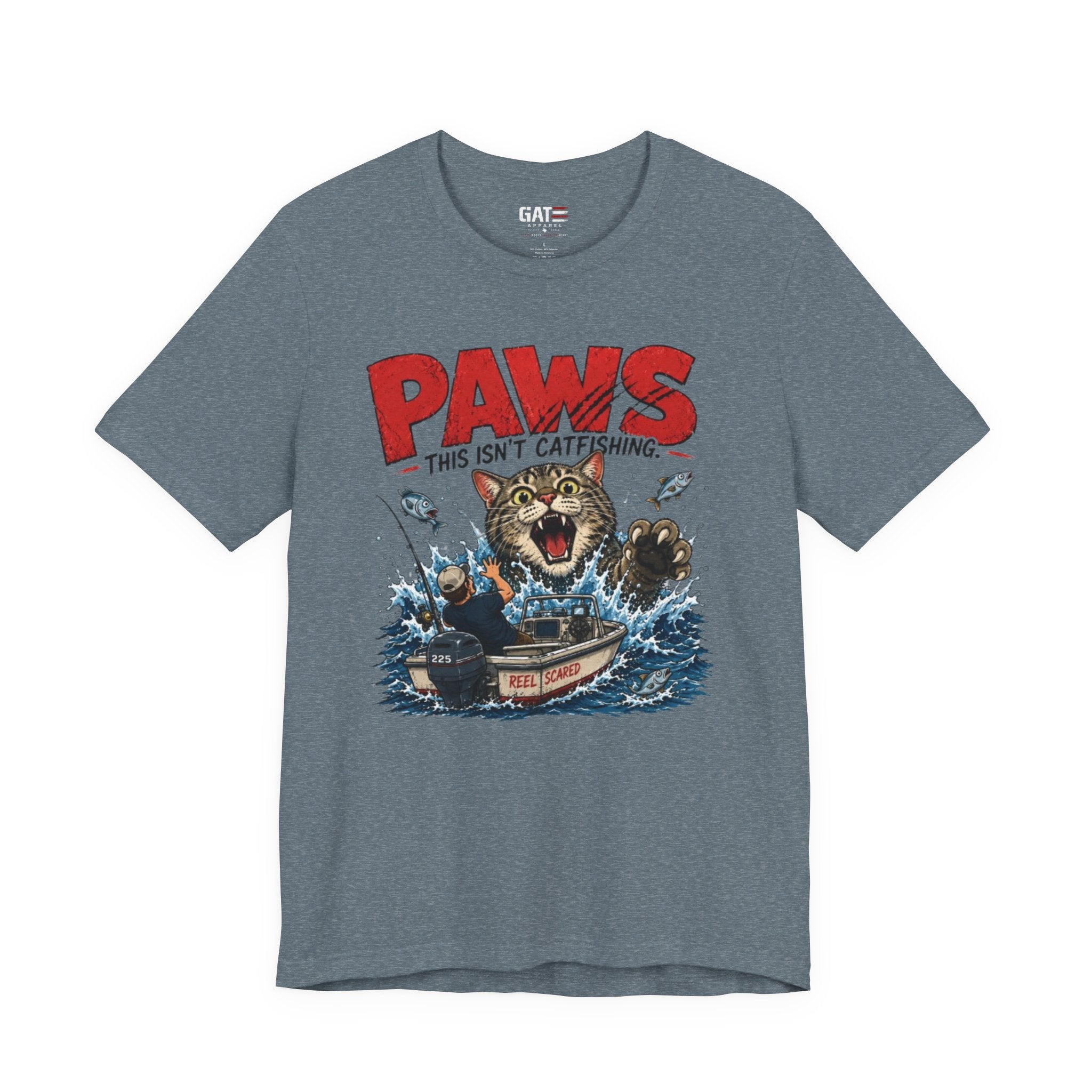 "PAWS This Isn't Catfishing" Fishing Cat Graphic Tee