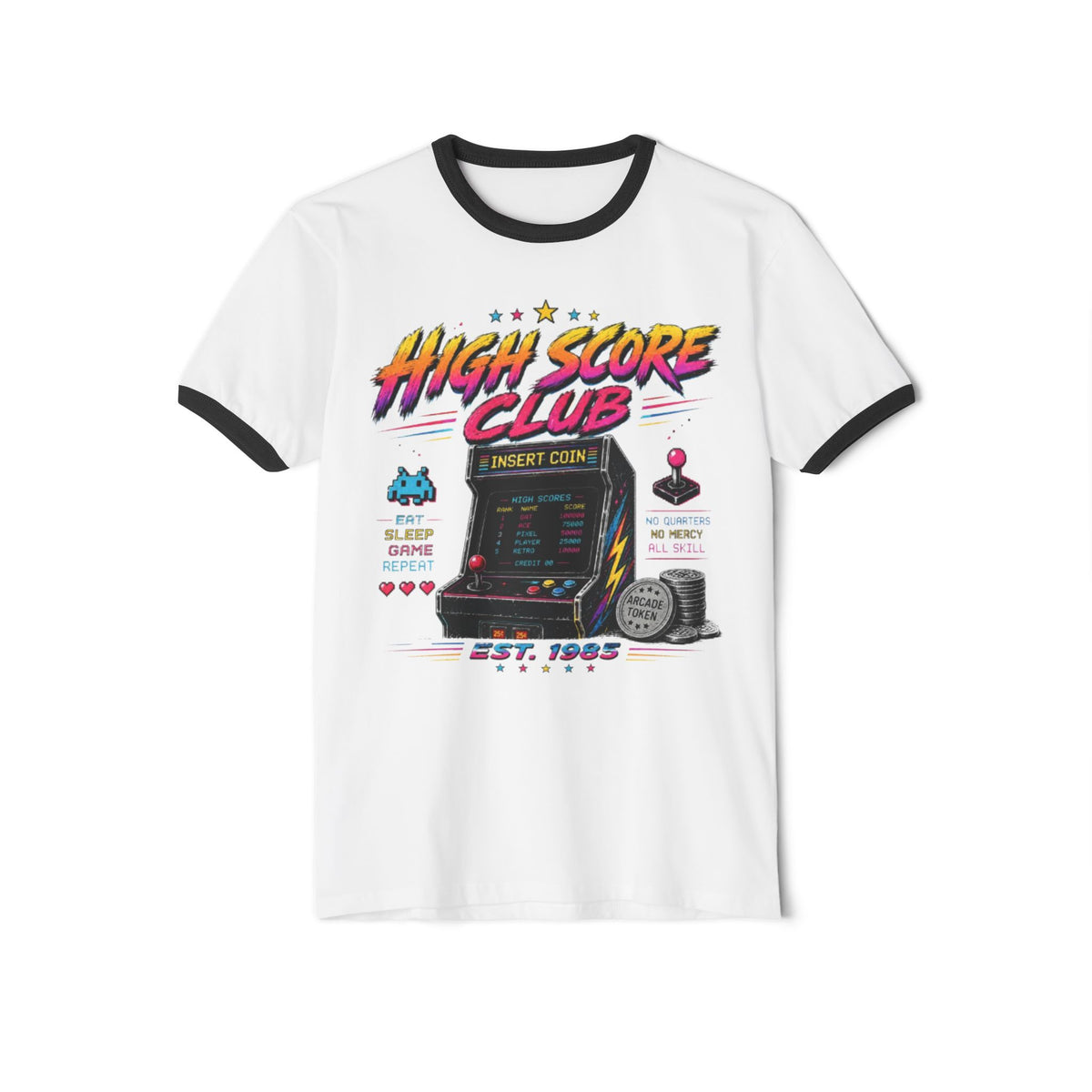 High Score Club Ringer Shirt | Vintage Arcade Gaming Tee