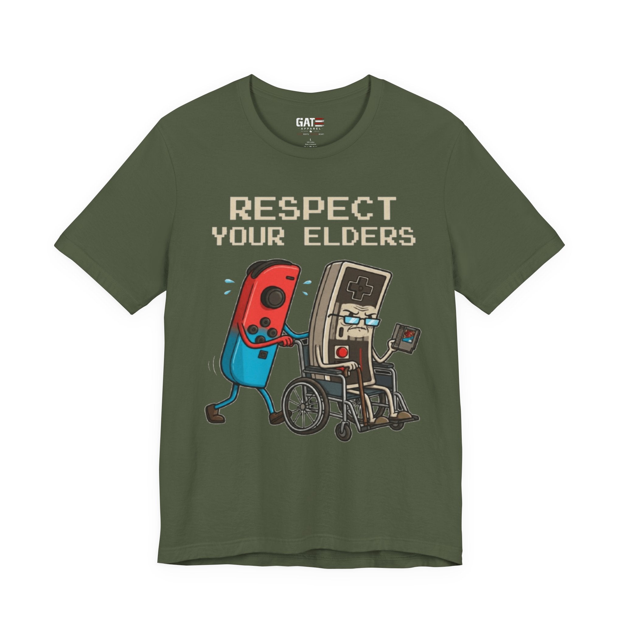 Respect Your Elders Tee — Retro Game Controller Graphic T-Shirt