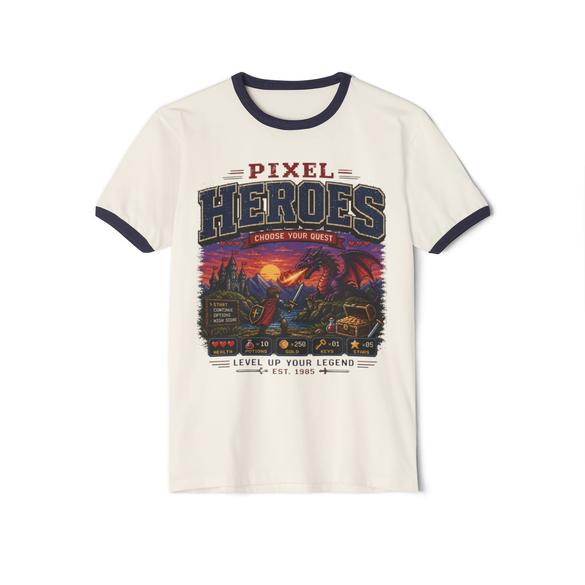 Pixel Heroes Ringer Shirt | Retro Video Game Tee