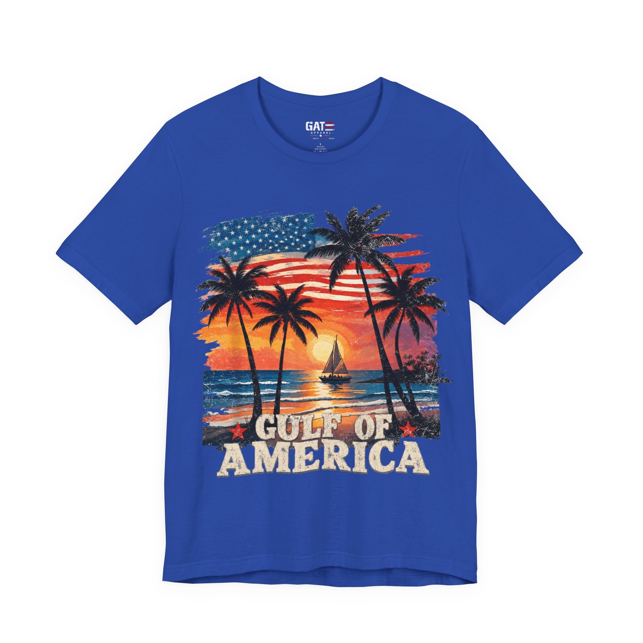 Gulf of America Sunset T-Shirt — Patriotic Palm Beach Tee