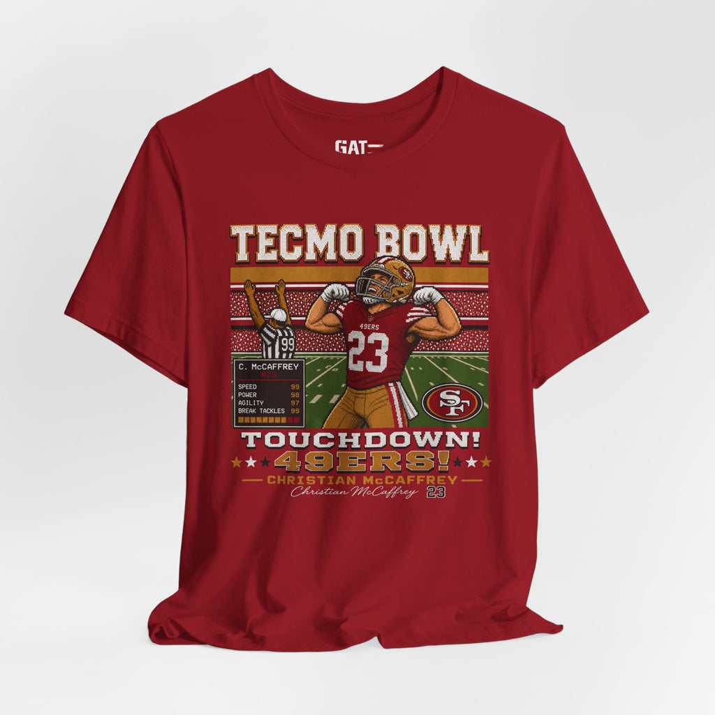 Christian McCaffrey Tecmo Bowl Shirt, Retro Football Graphic Tee, Vintage Pixel Art Touchdown T Shirt, Game Day Gift