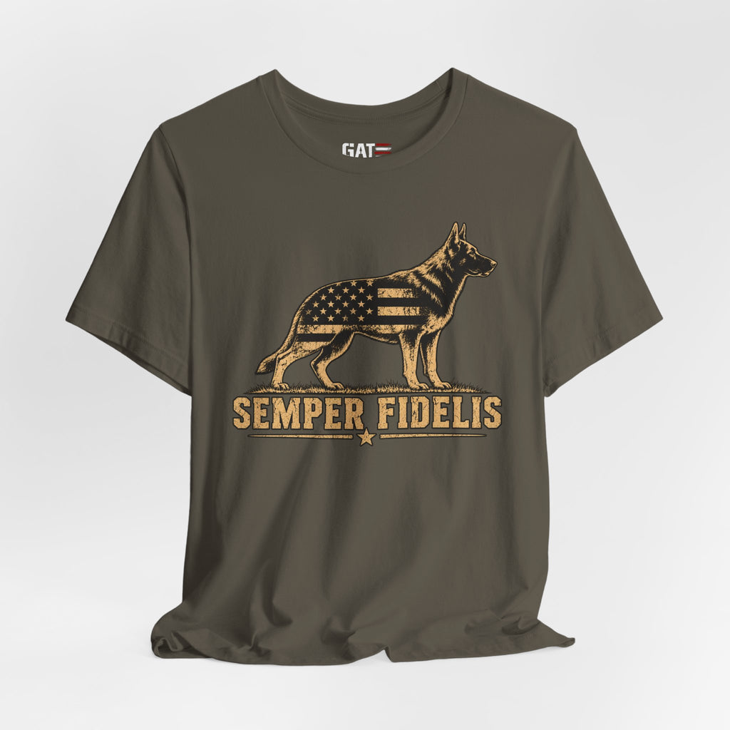 Semper Fidelis German Shepherd T-Shirt — Patriotic Military K9 Tee