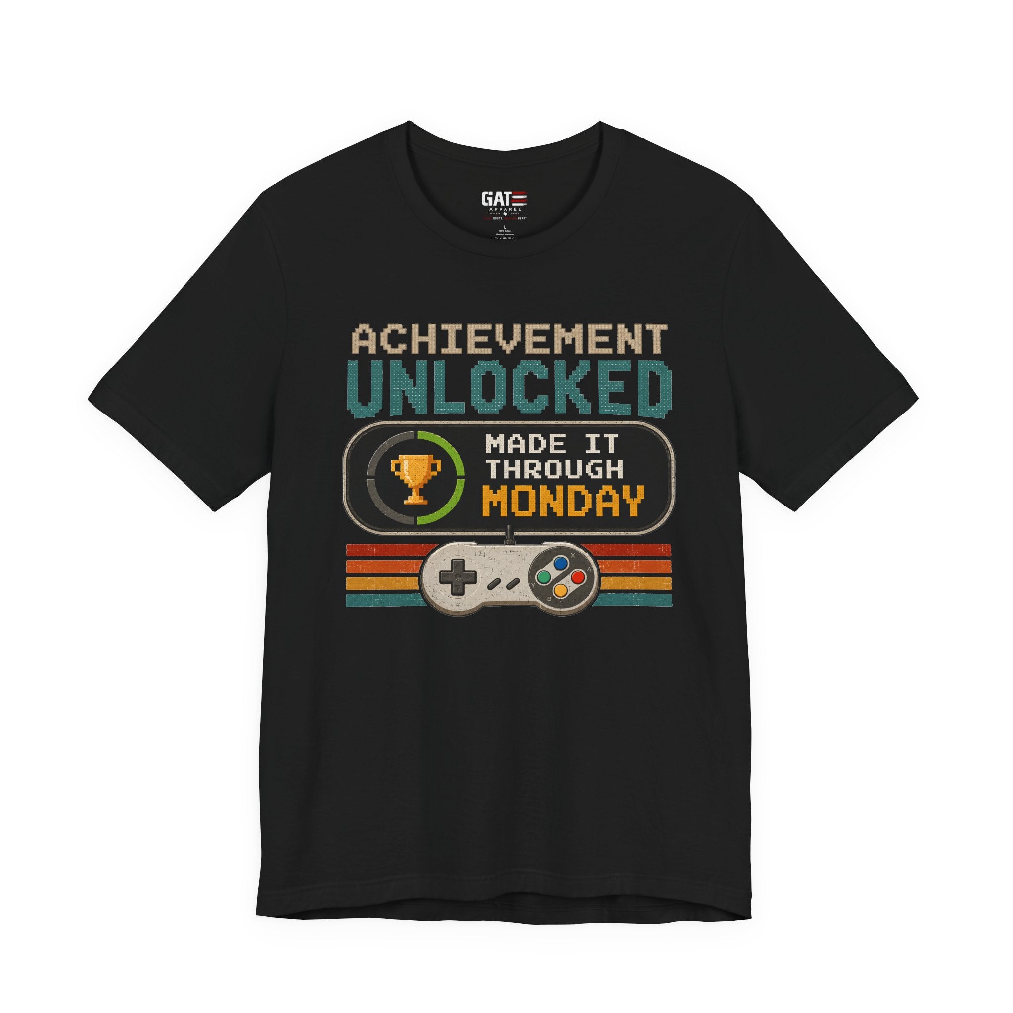 Retro Gaming Shirt, Funny Work Shirt, Made It Through Monday Tee, Gamer Gift for Men Women, Office Humor Shirt