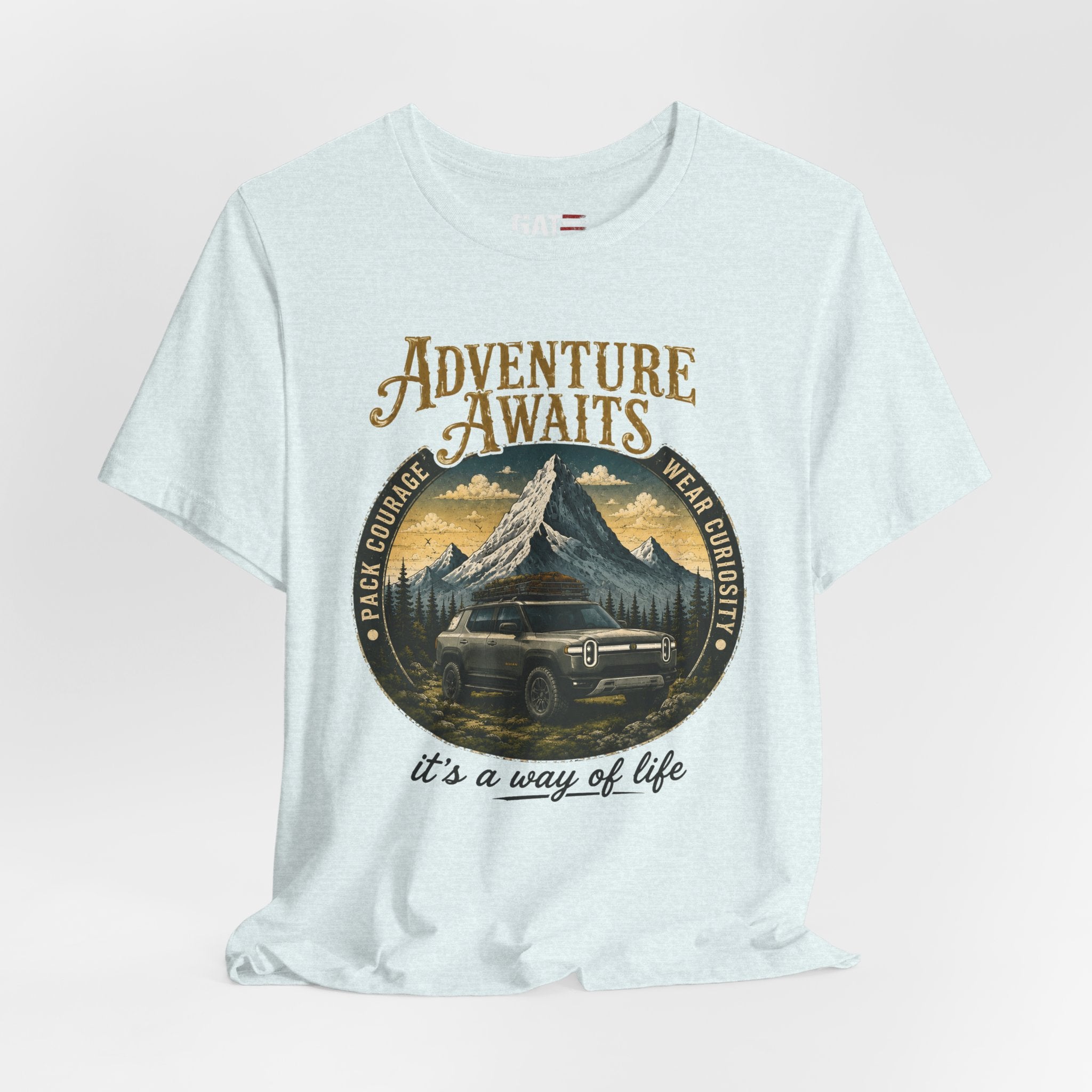 Adventure Awaits Shirt, Rivian Camping, Mountain Adventure Tee, Overlanding Shirt, Off Road SUV Graphic Tee, Outdoor, Nature Lover Shirt