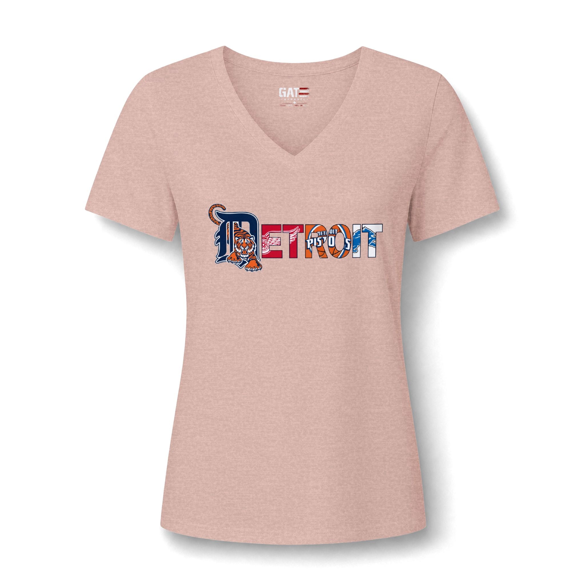 Detroit Sports Team Script V-Neck Tee