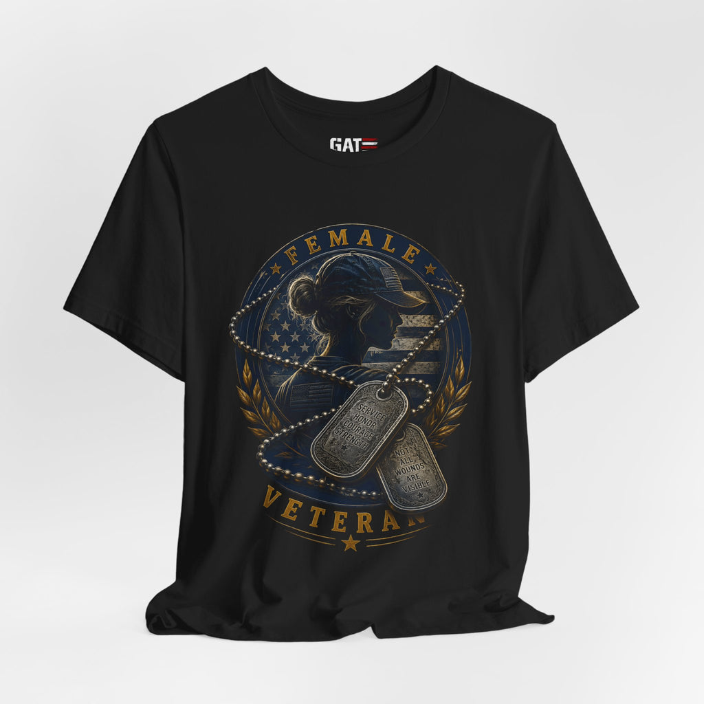 Female Veteran Shirt Patriotic Military Tee Dog Tag Shirt for Women Army Navy Marine Air Force Veteran Gift American Flag Shirt
