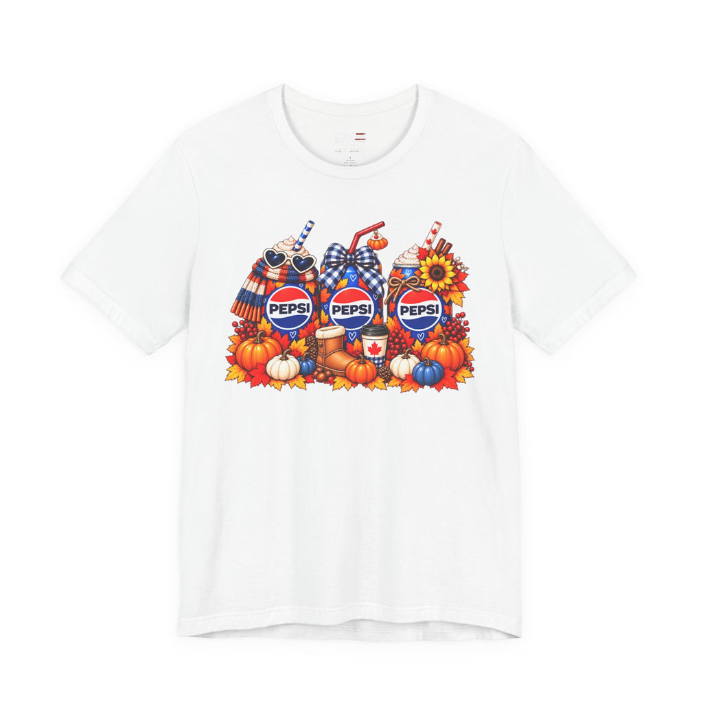 Pepsi Pumpkin Fall T‑Shirt — Autumn Pumpkin & Sunflower Soda Design