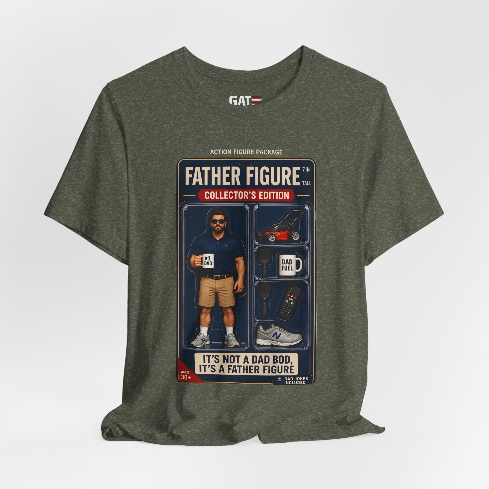 Father Figure Action Figure Shirt | Funny Dad Bod Tee | Collector's Edition Dad Shirt | Father's Day Gift for Dad | Dad Jokes Included