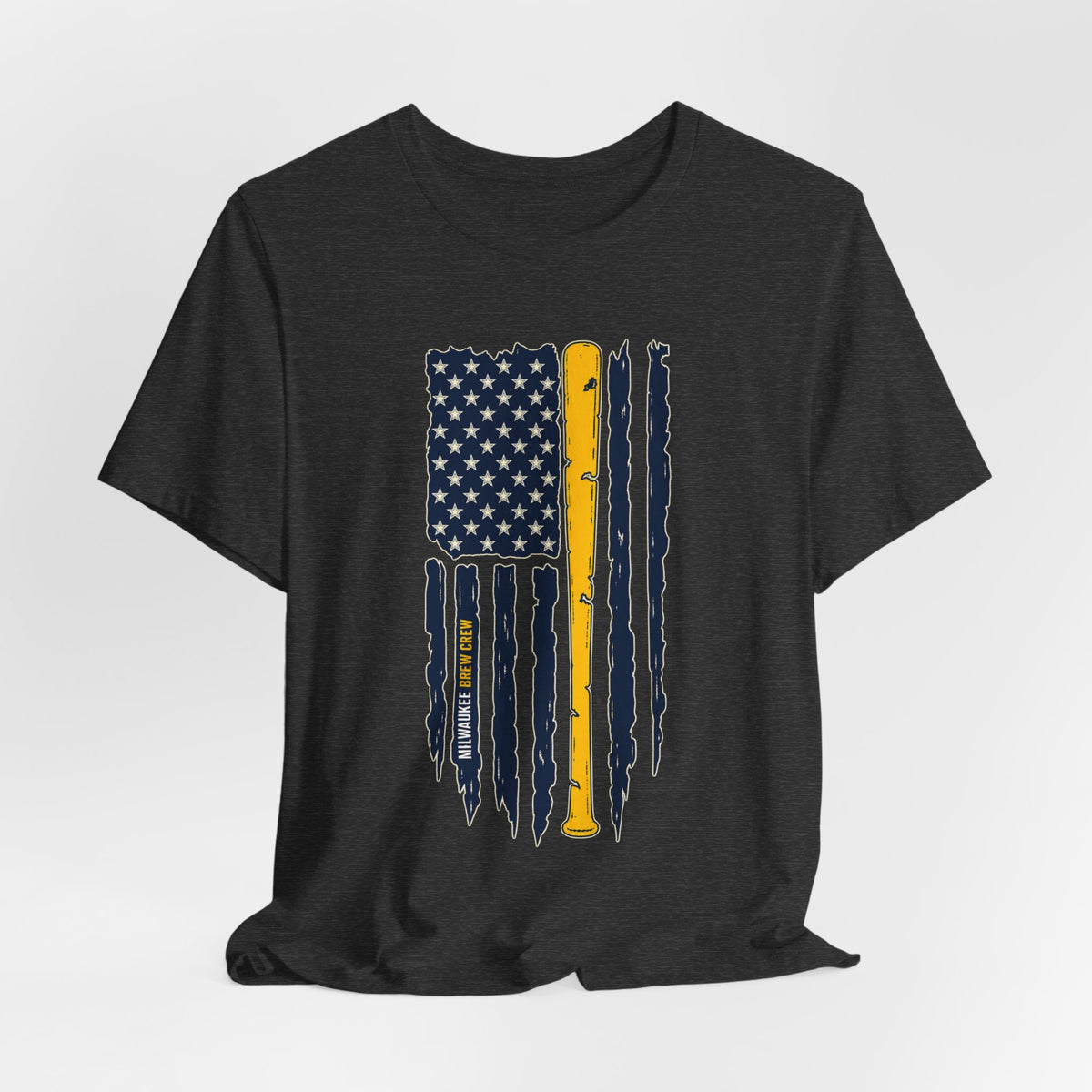 Milwaukee Brewers Brew Crew distressed baseball bat flag T-shirt - alternate product photo 17
