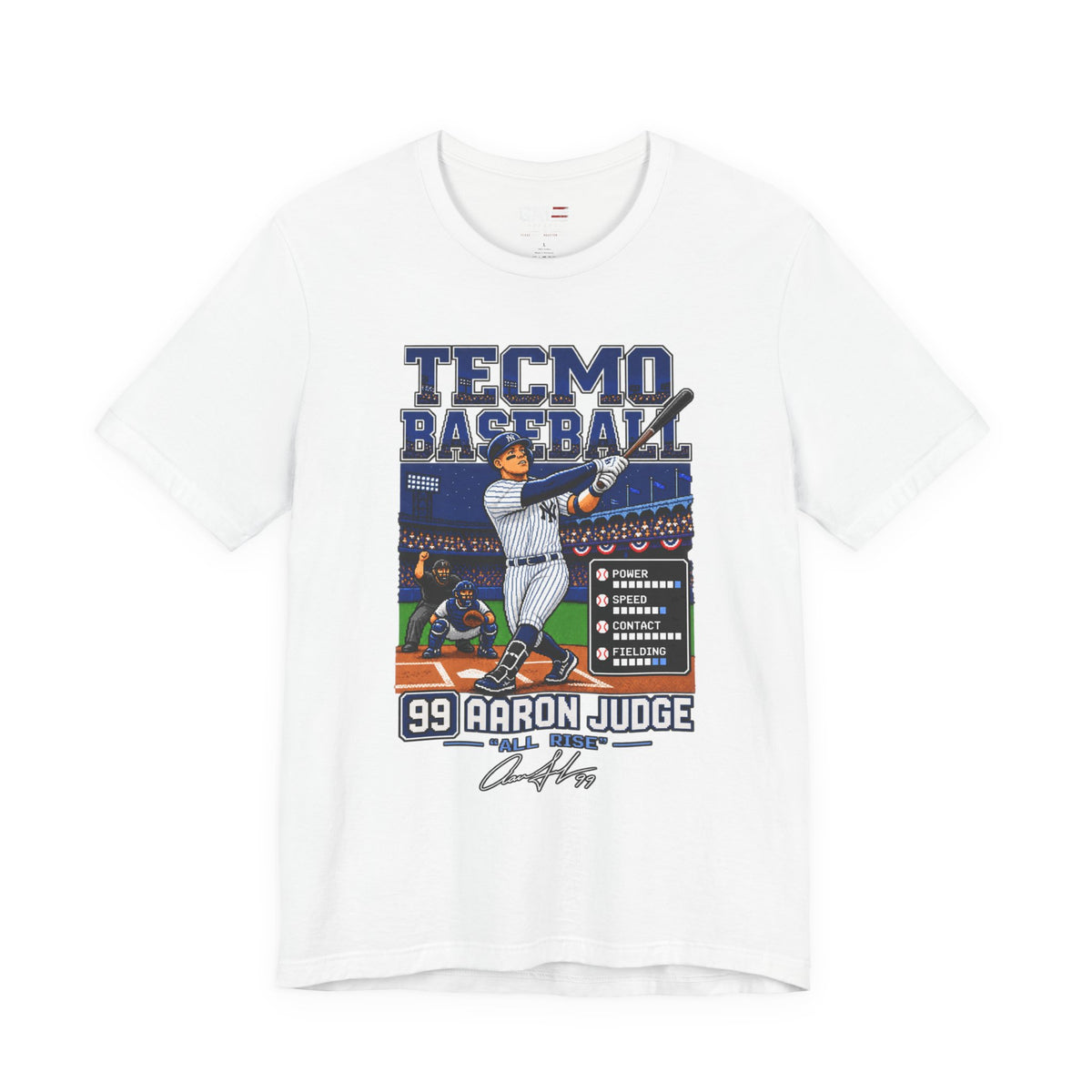 New York Yankees – Aaron Judge – Tecmo Baseball Tee — Retro Video Game Baseball T-Shirt
