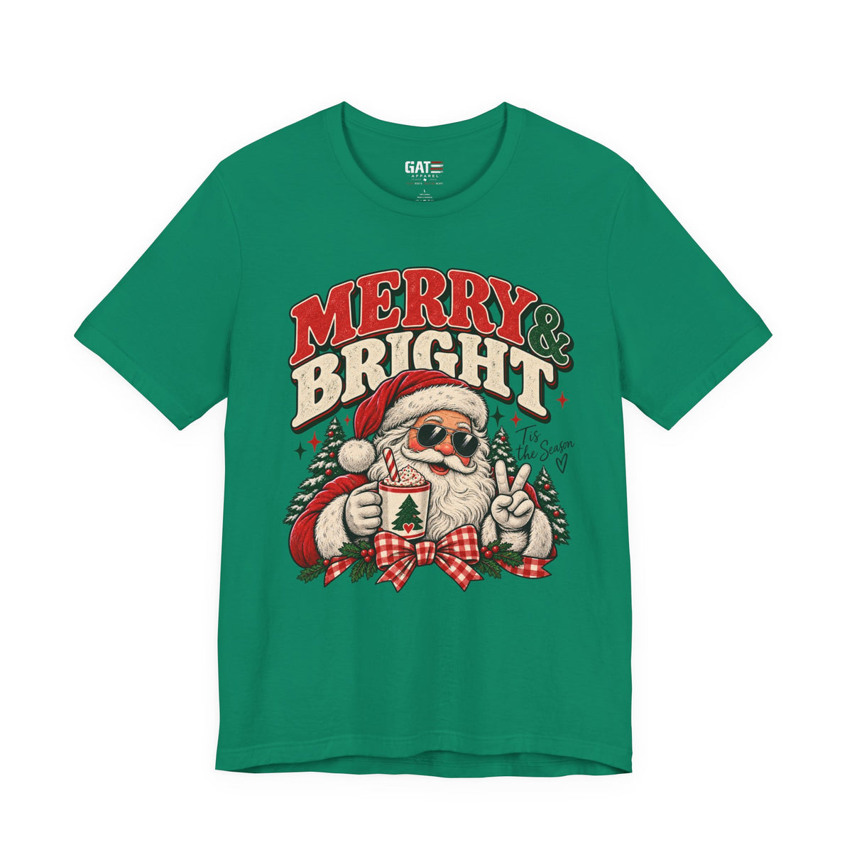 Merry & Bright Santa Shirt | Retro Christmas Graphic Tee