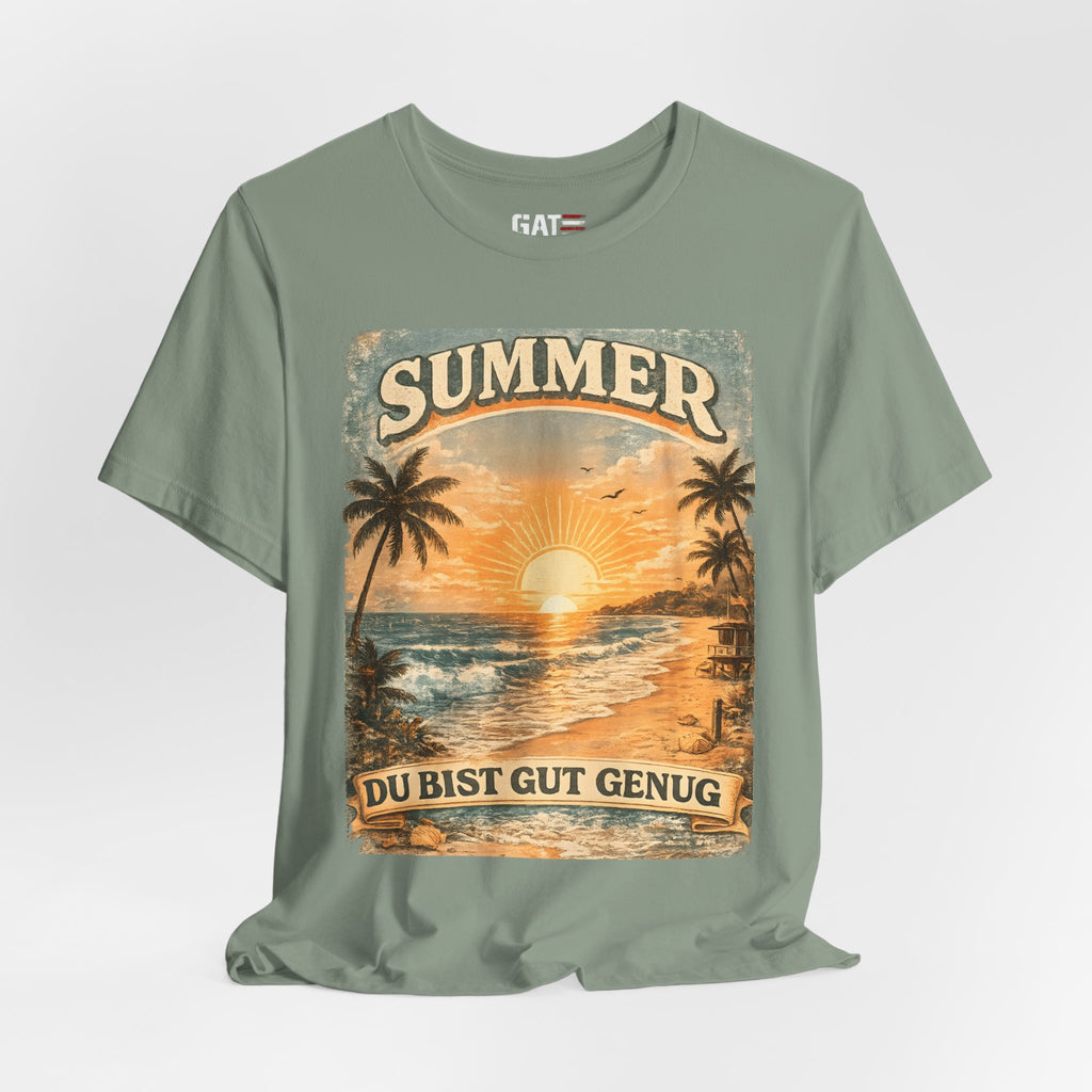 Du Bist Gut Genug Shirt, You Are Enough Tee, Summer Beach Sunset Graphic Shirt, German Quote Retro Aesthetic Tee