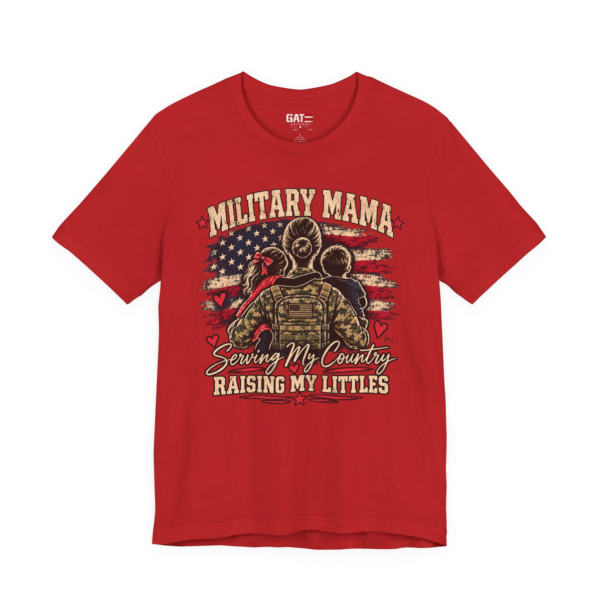 Military Mama T-Shirt – "Serving My Country, Raising My Littles" Patriotic Mom Tee
