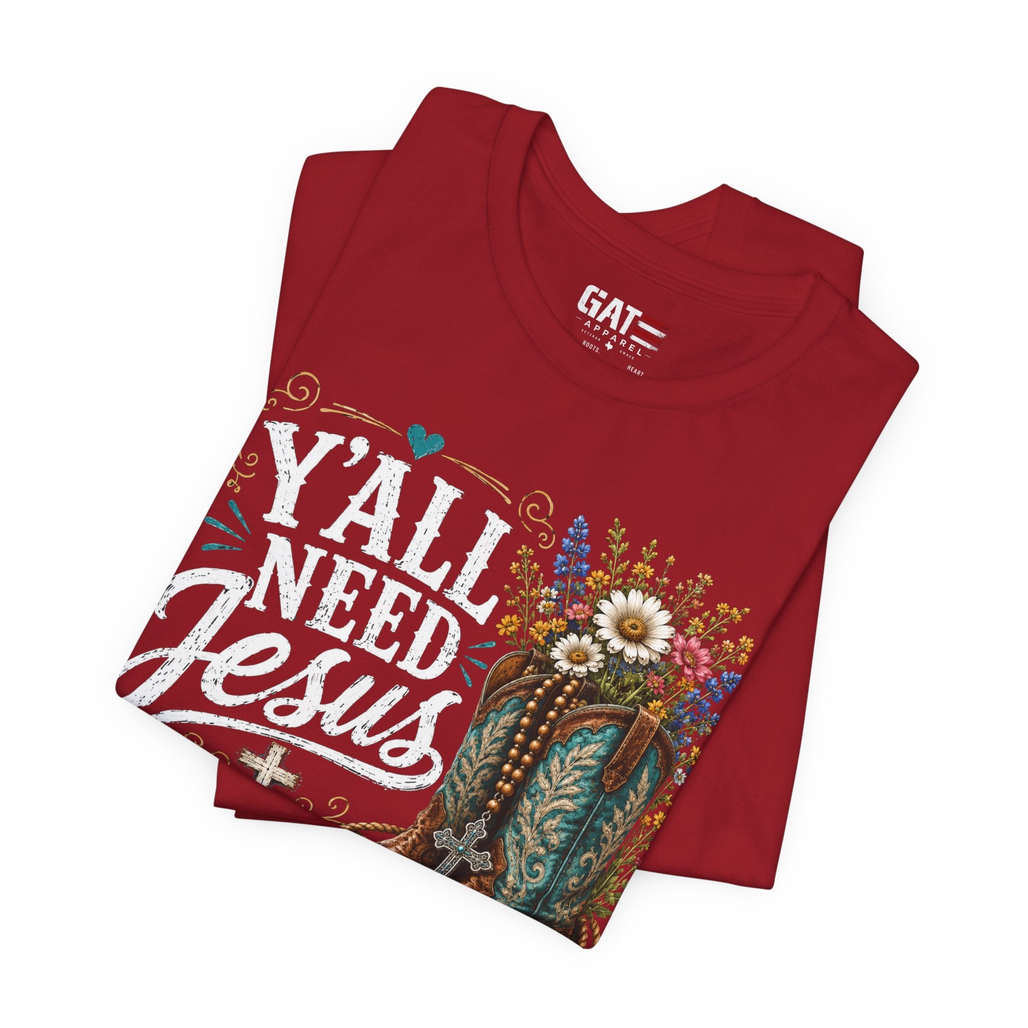 Y'all Need Jesus Shirt, Christian Western Shirt, Cowgirl Faith Tee, Cowboy Boots Floral Shirt, Country Christian Gift for Women