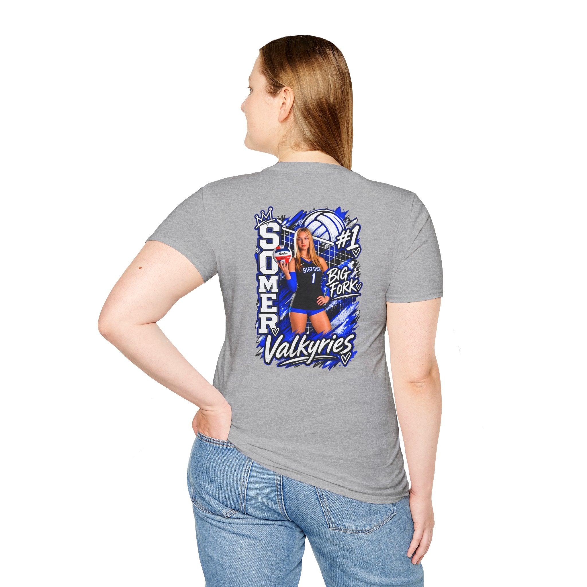 Volleyball Mom Senior Player Photo Tee — Custom Photo Team Name and Number